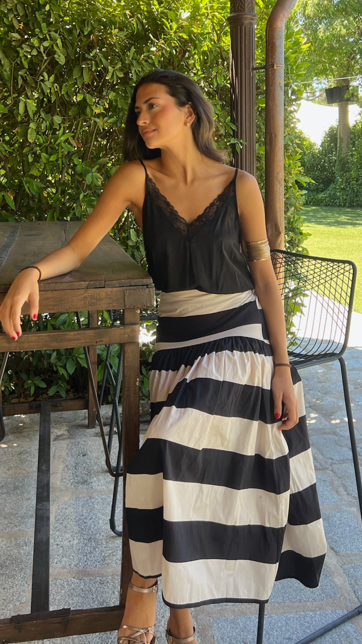 Falda Mónaco - Rayas Blanco y Negro