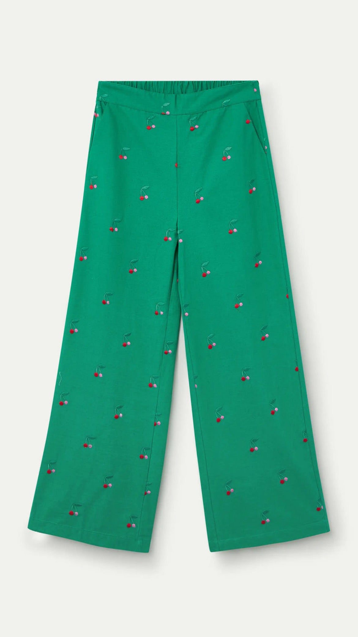 Pantalón con bordados Green Cherries