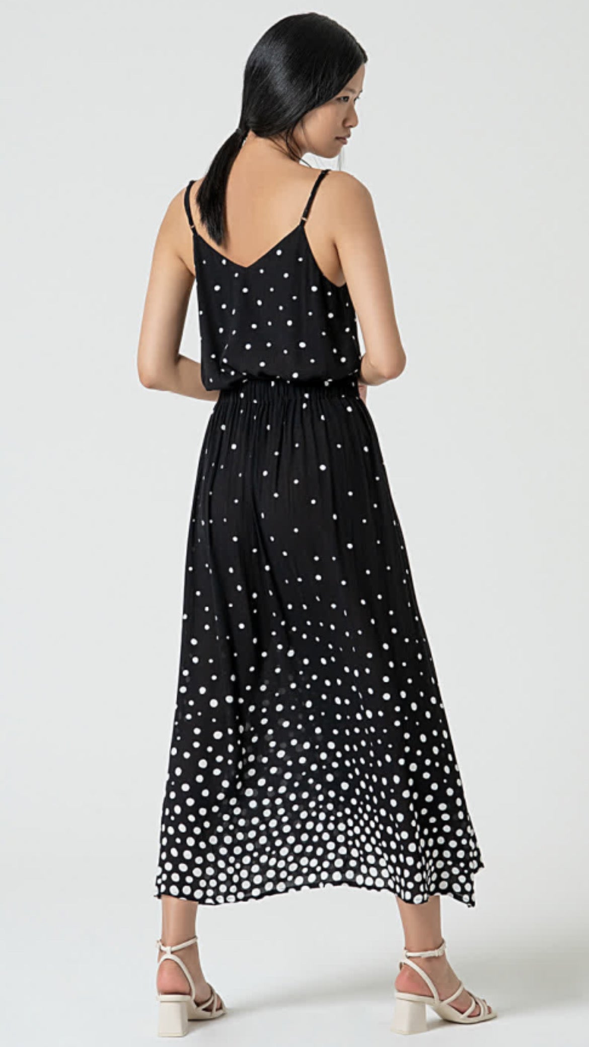 Falda midi estampado lunares negro