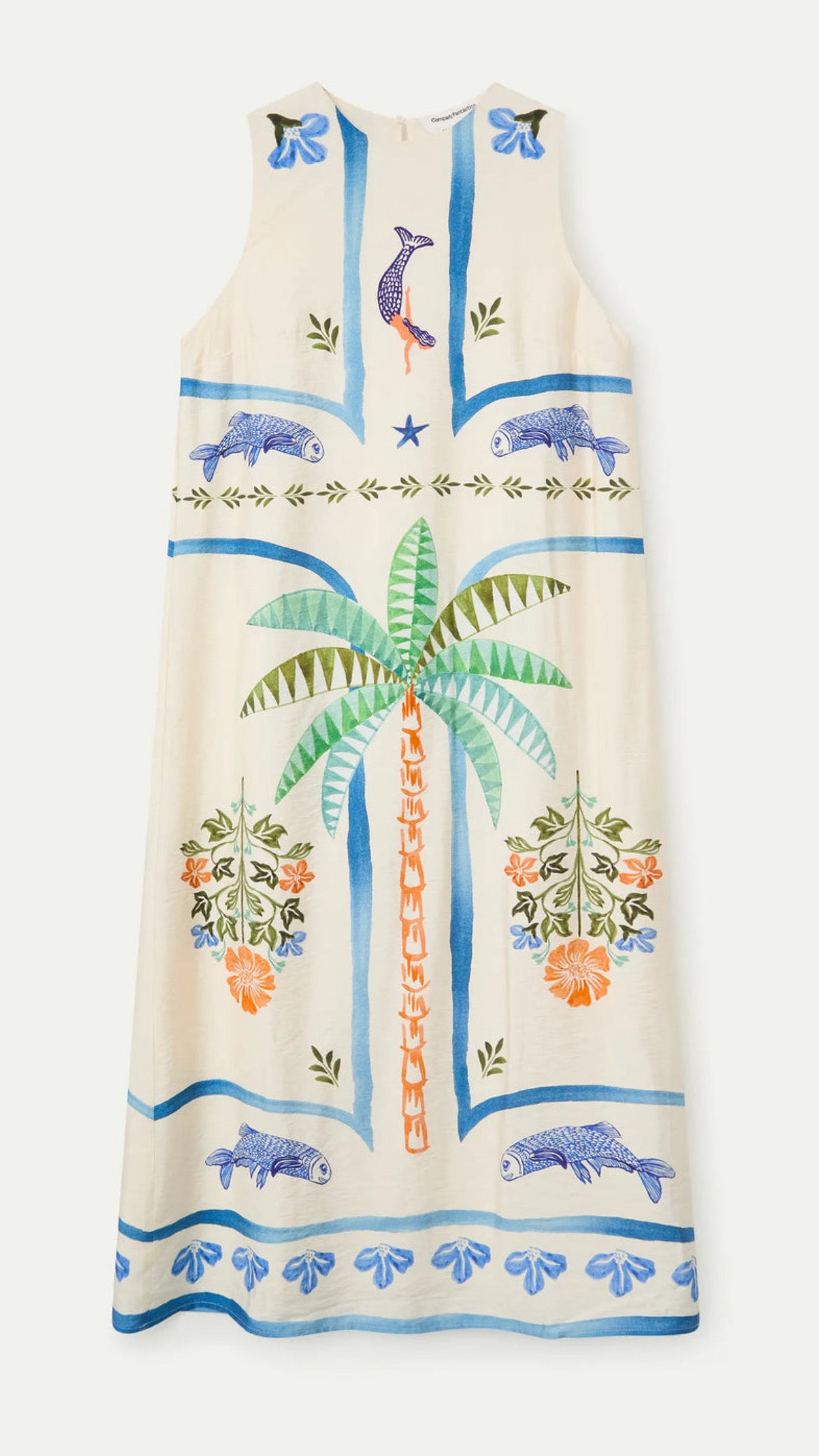 Vestido largo con estampado Palm & Mermaid