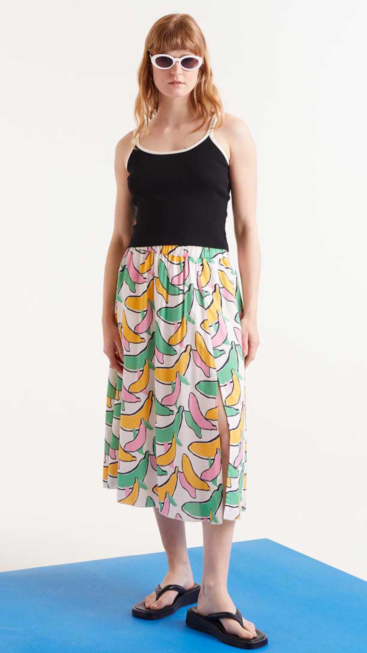 Falda midi estampado Banana