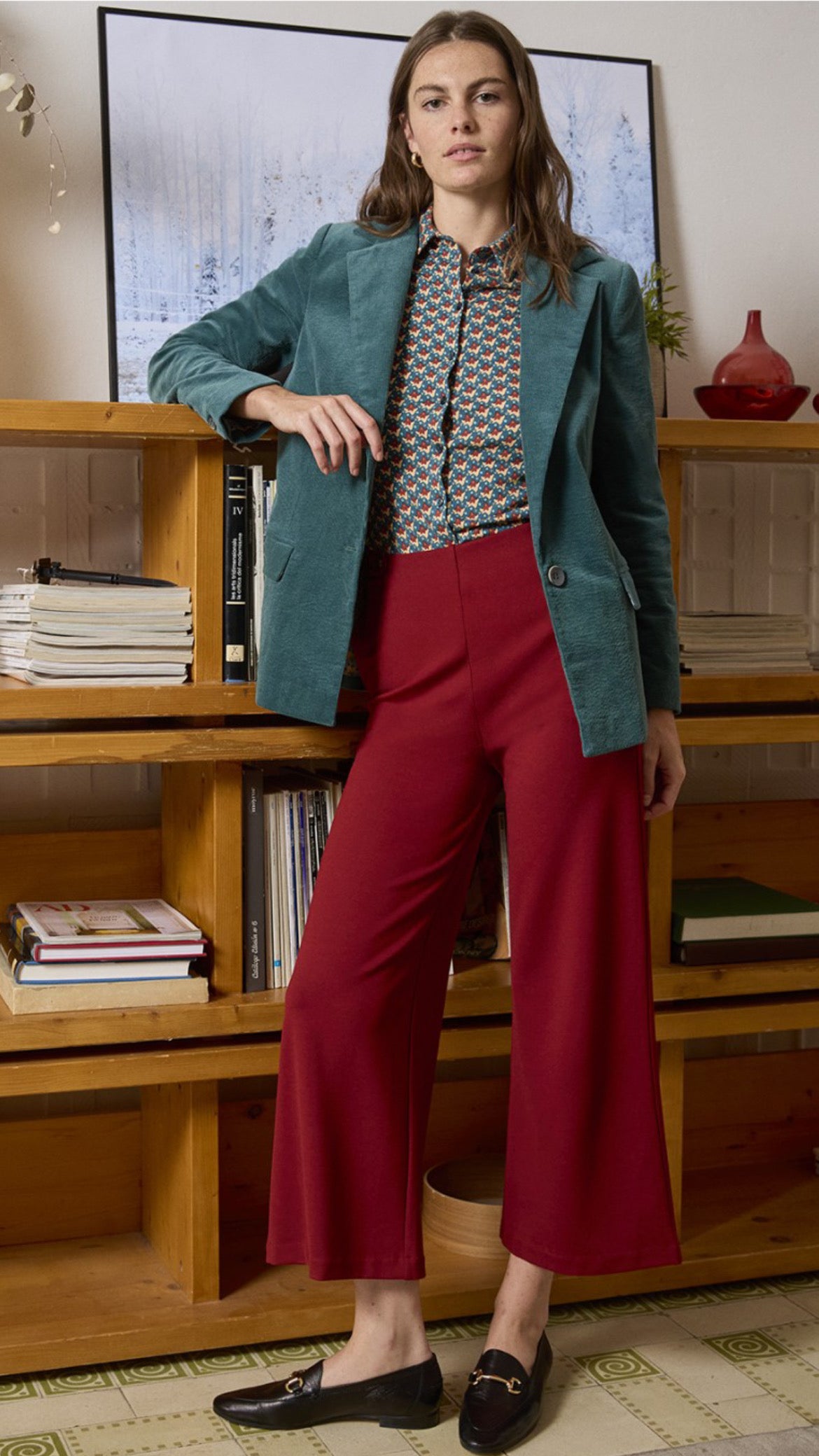 Blazer de pana con forro anterior azul acero