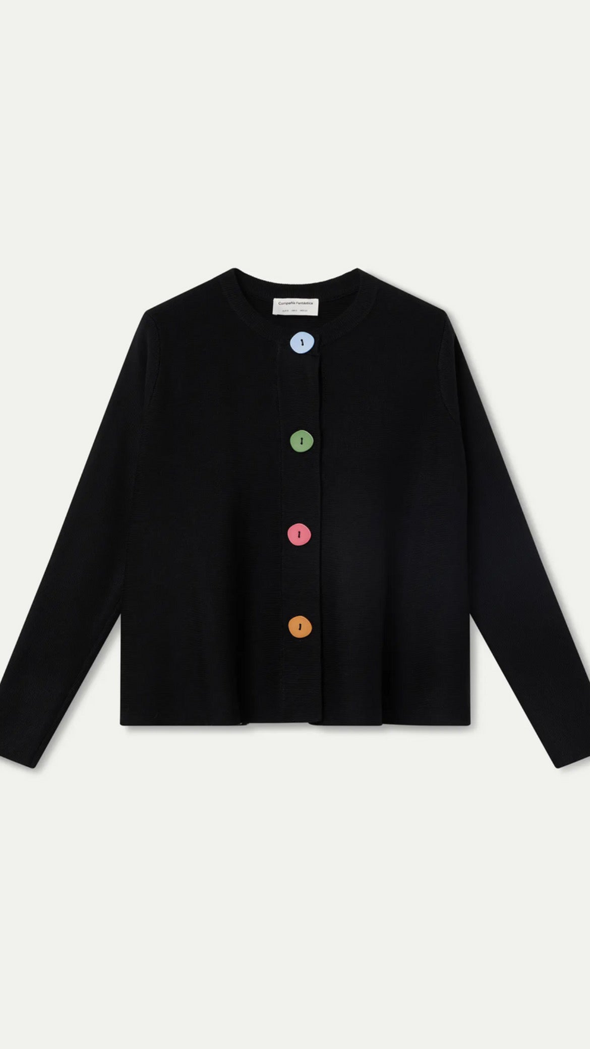 Cárdigan negro con botones grandes multicolor
