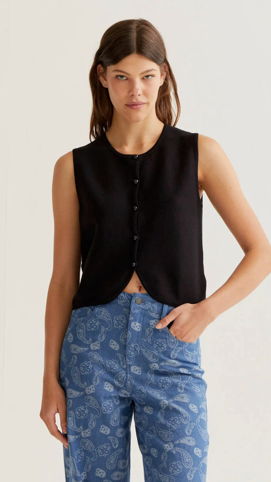 Top chaleco punto negro