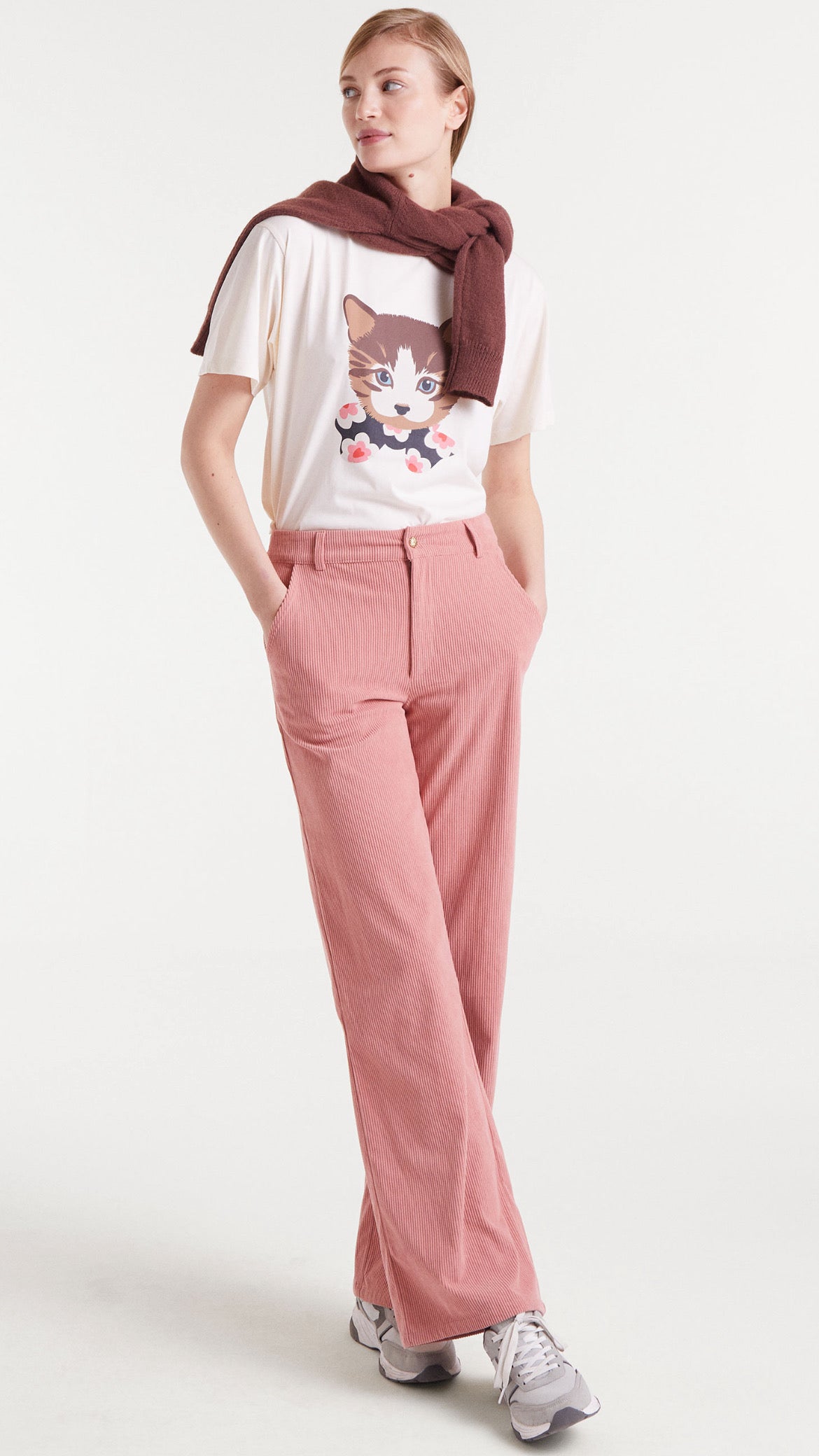 Camiseta de algodón con estampado gatito