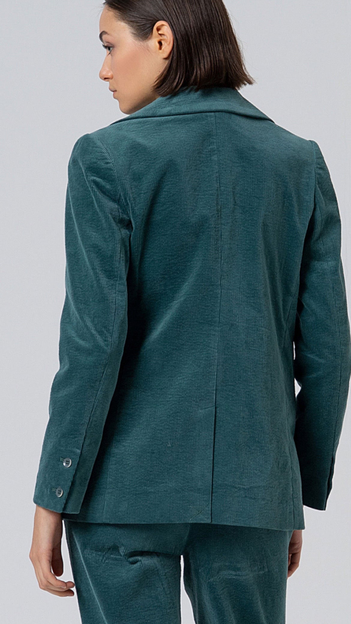 Blazer de pana con forro anterior azul acero