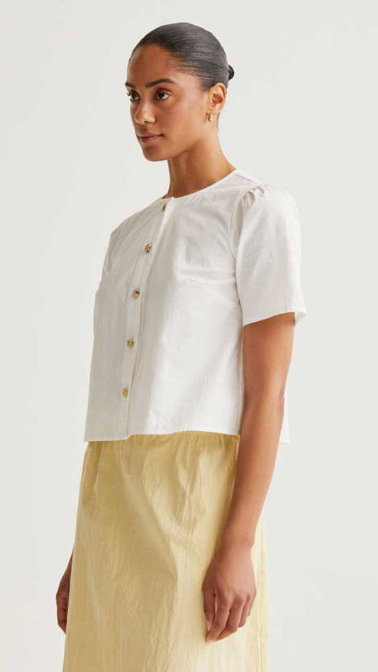 Top 100% algodón con botones multicolor