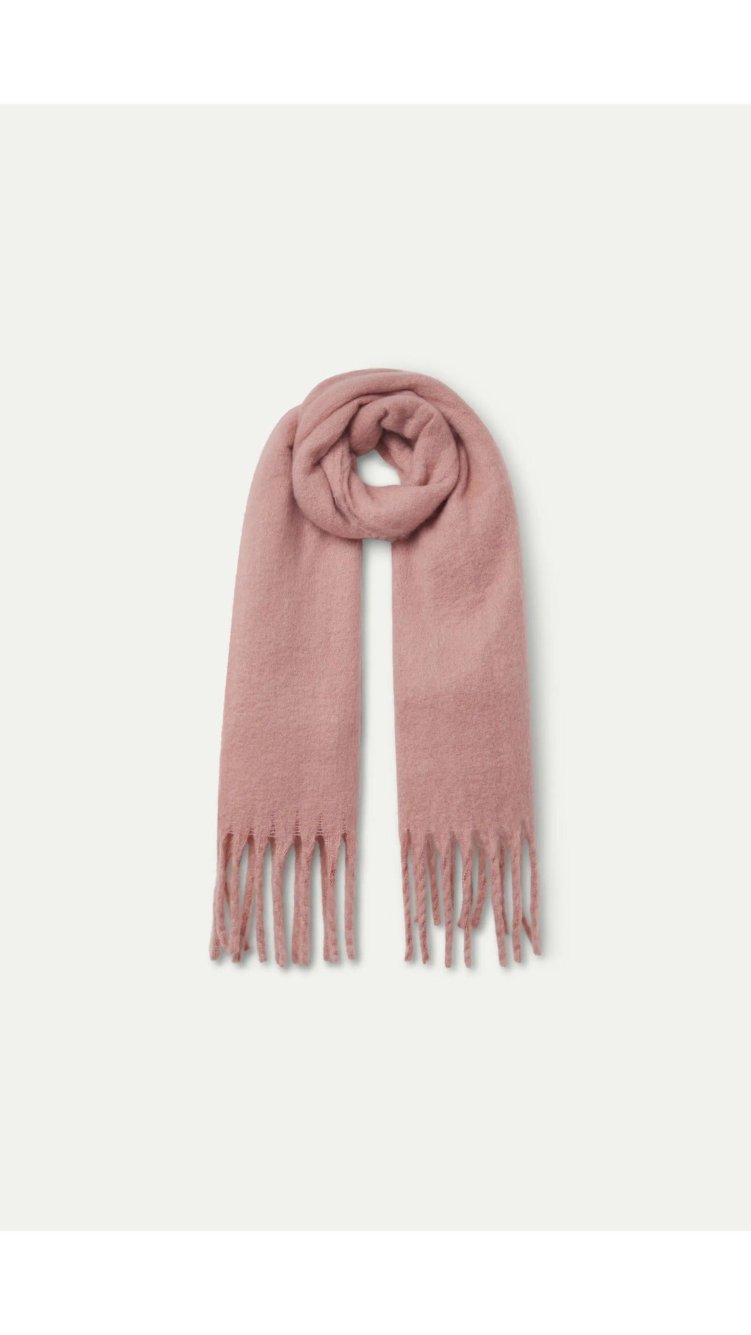 Bufanda punto con flecos rosa claro - 3