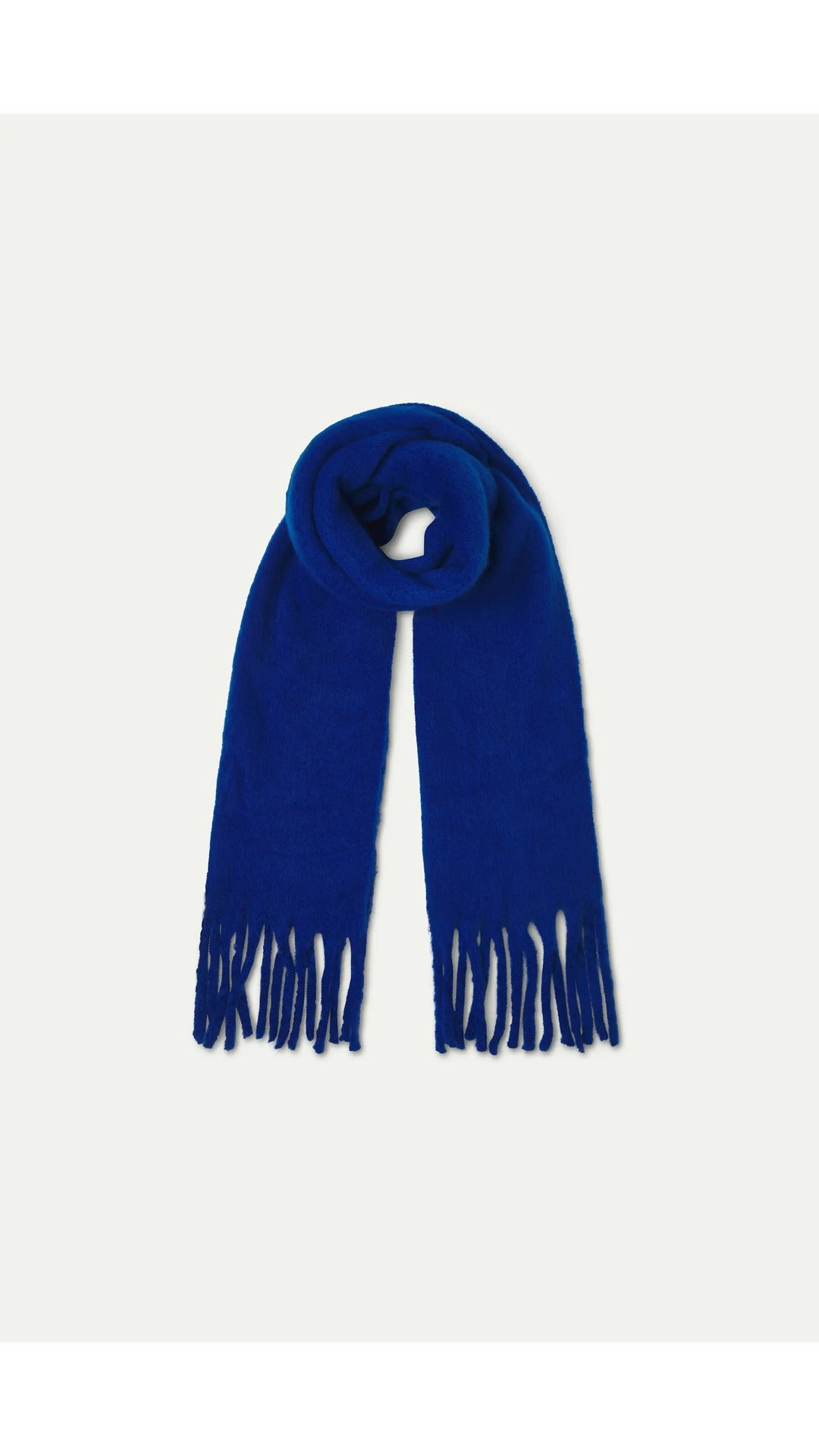 Bufanda punto con flecos azul - 3