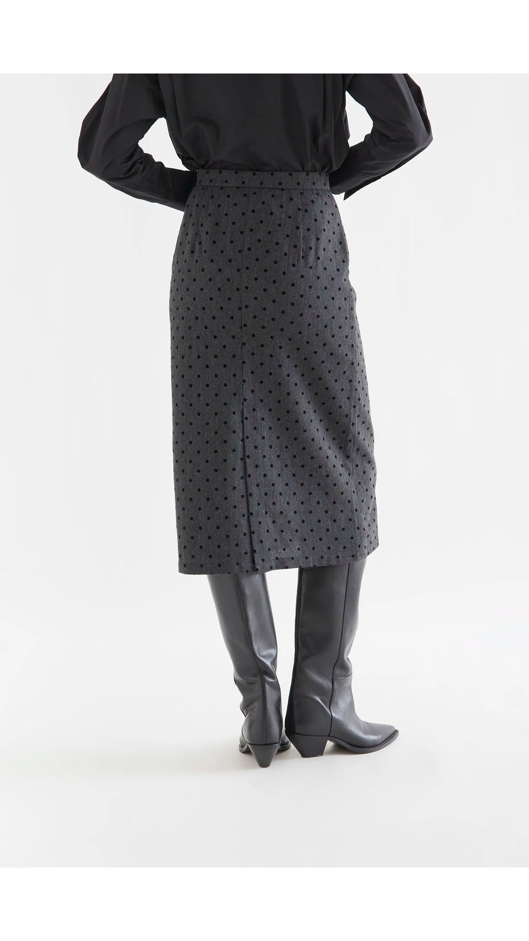 Falda midi gris de lunares negros Compañía Fantástica 2