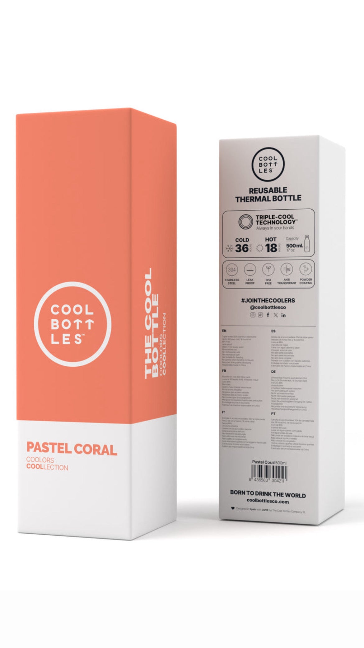Botella Cool Bottle 500 ml Pastel Coral