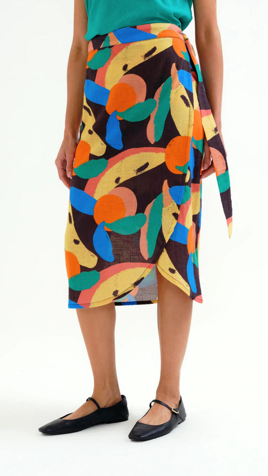 Falda midi con estampado Tutti Frutti Big