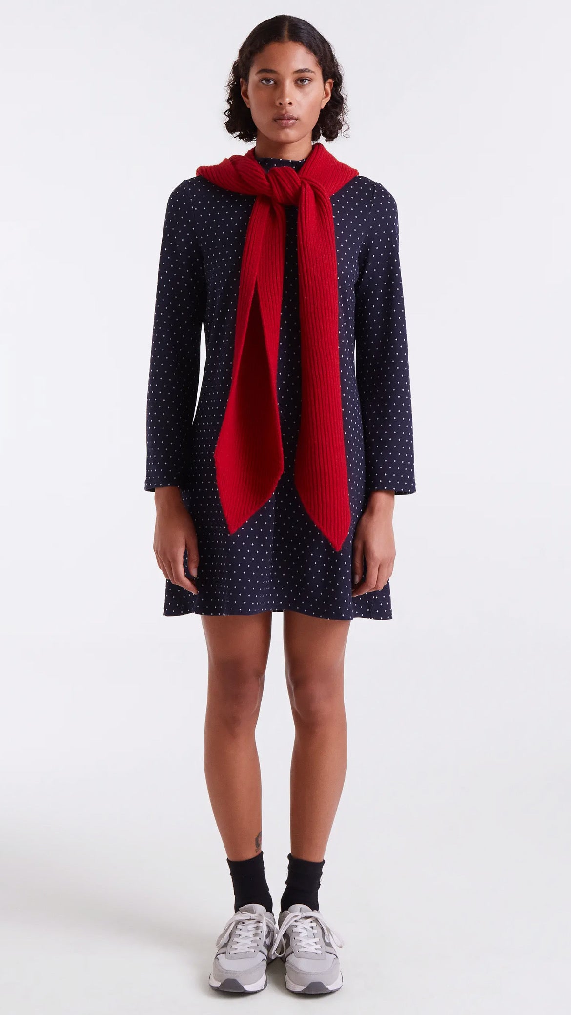 Vestido corto jacquard con estampado Súper Mini Dots