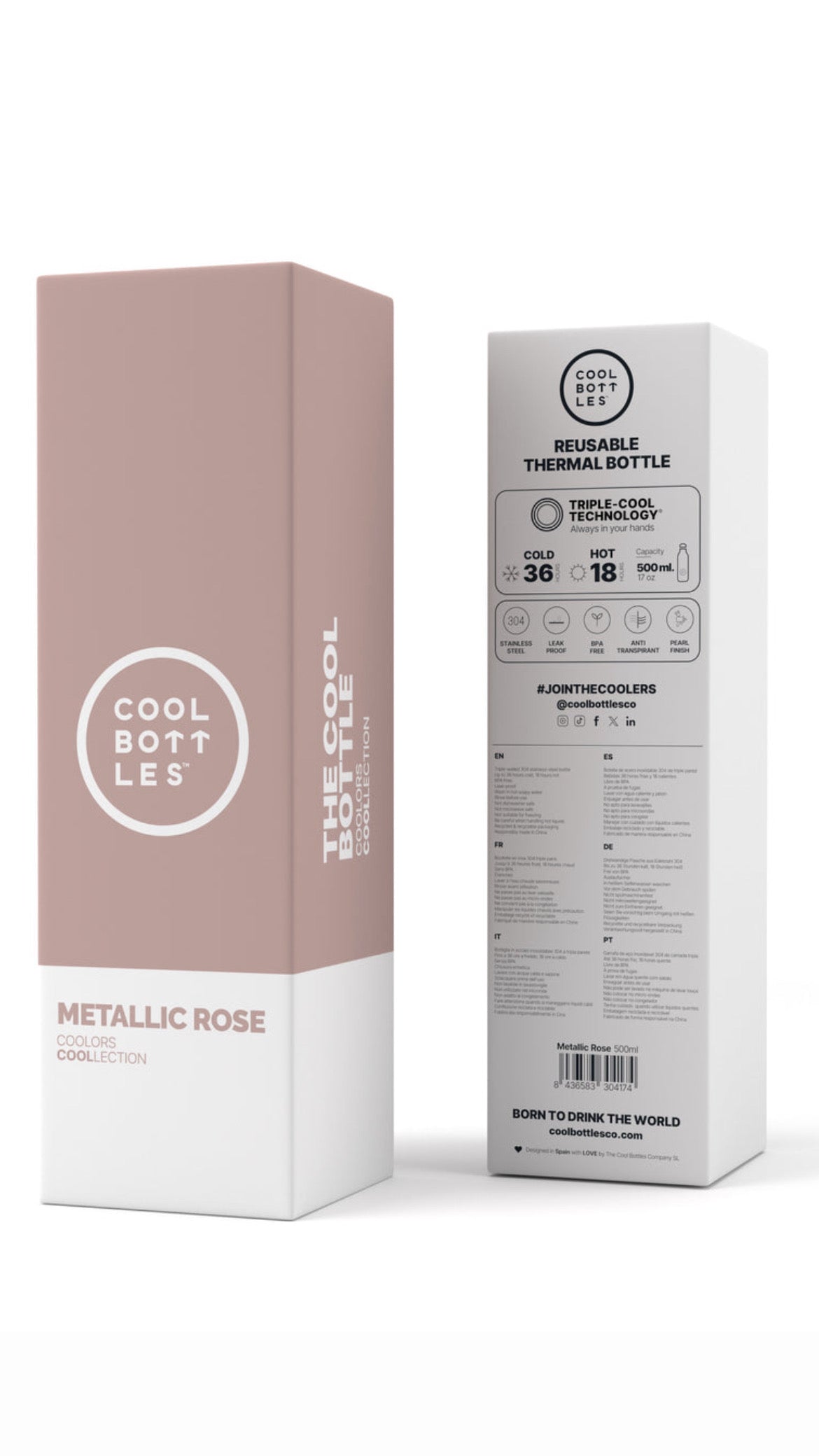 Botella Cool Bottle 500 ml Metallic Rose