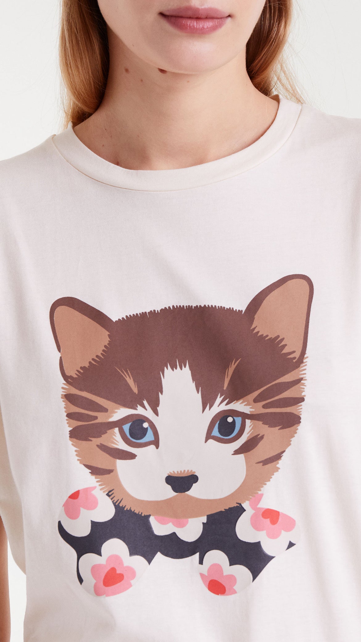 Camiseta de algodón con estampado gatito