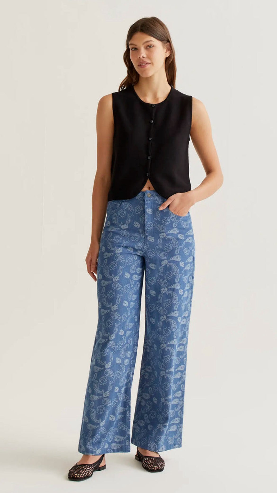 Top chaleco punto negro