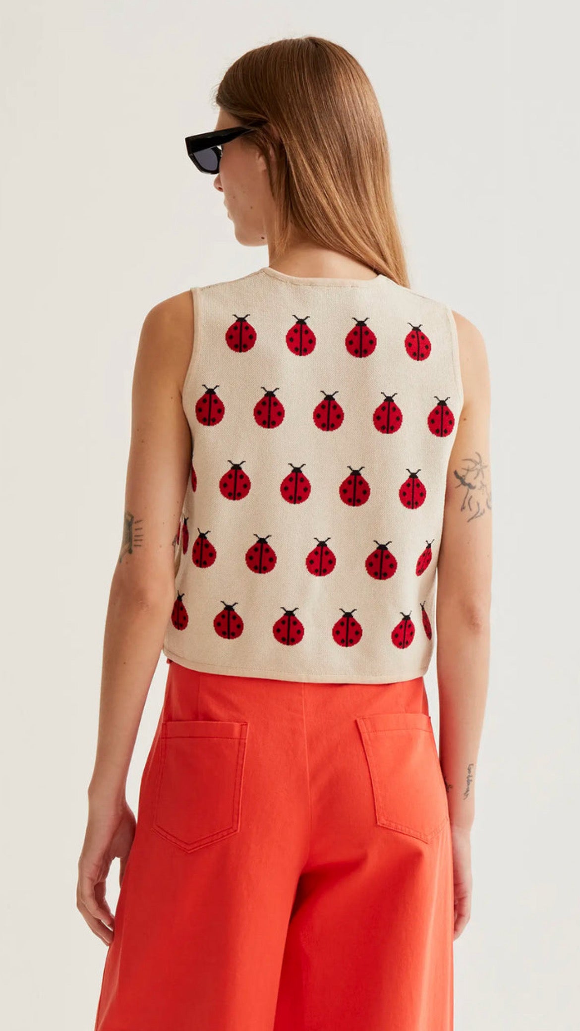 Top de punto estampado Red Coccinella