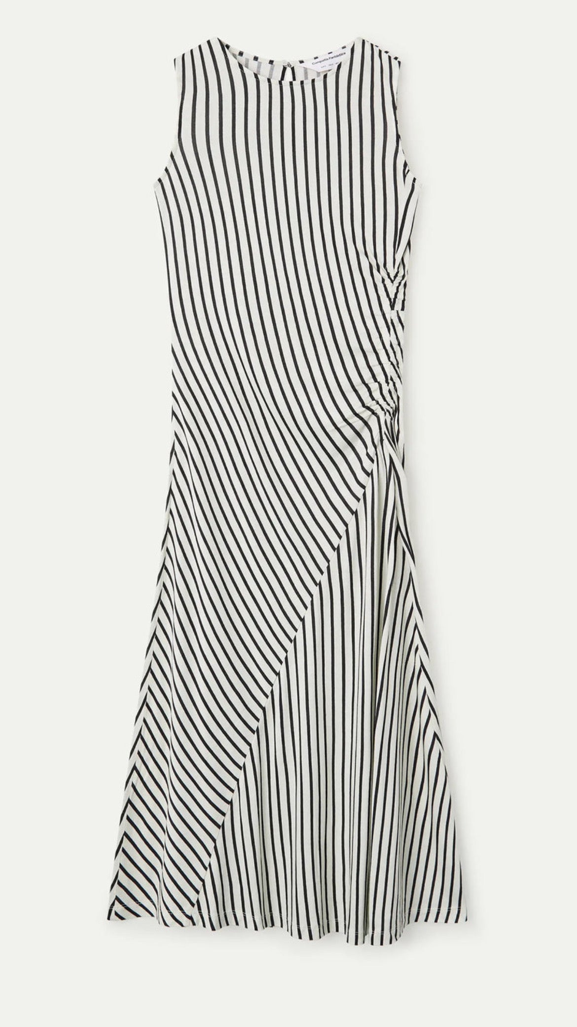 Vestido largo con estampado de rayas negro
