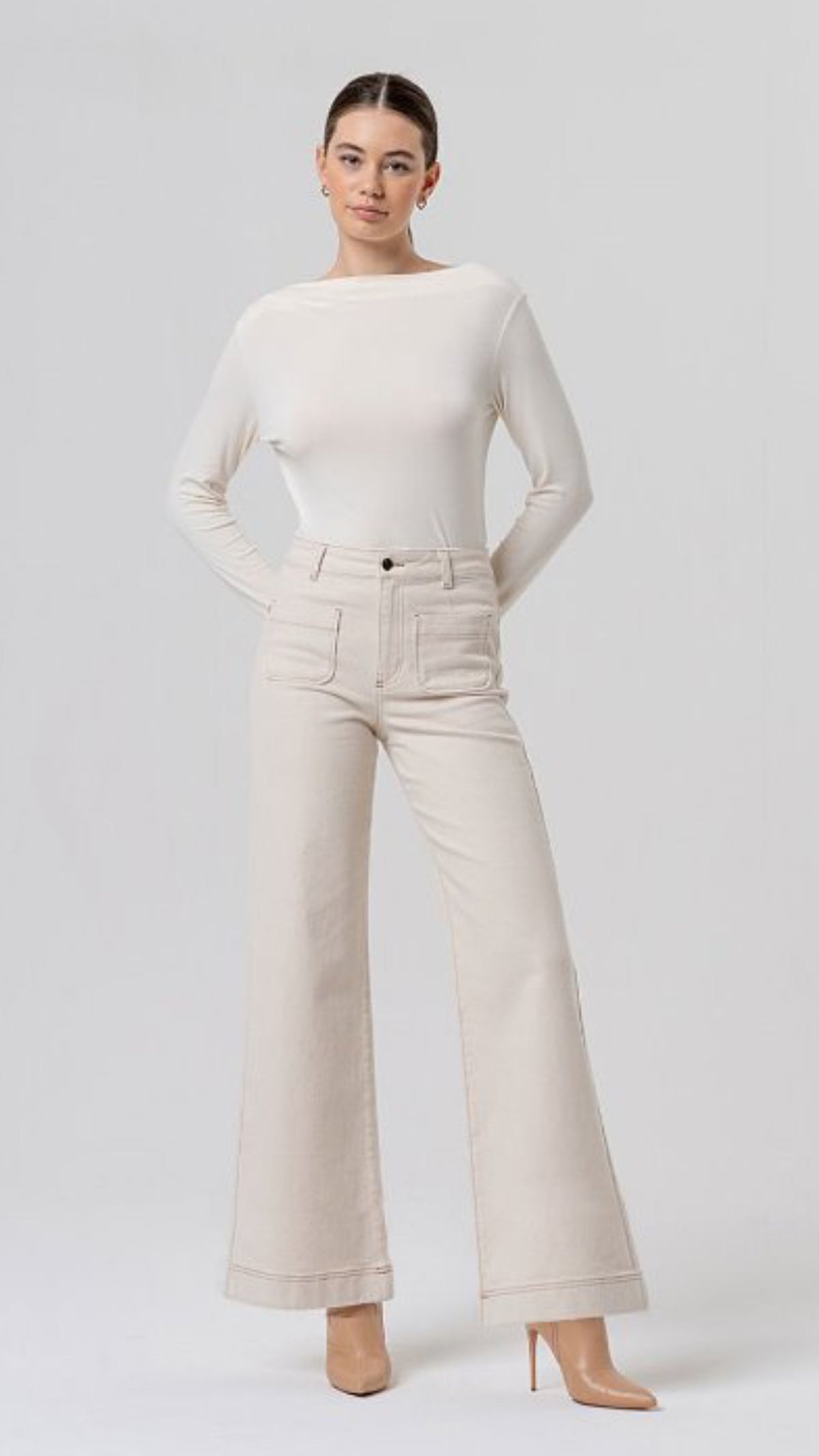 Jeans con bolsillos delanteros Crudo