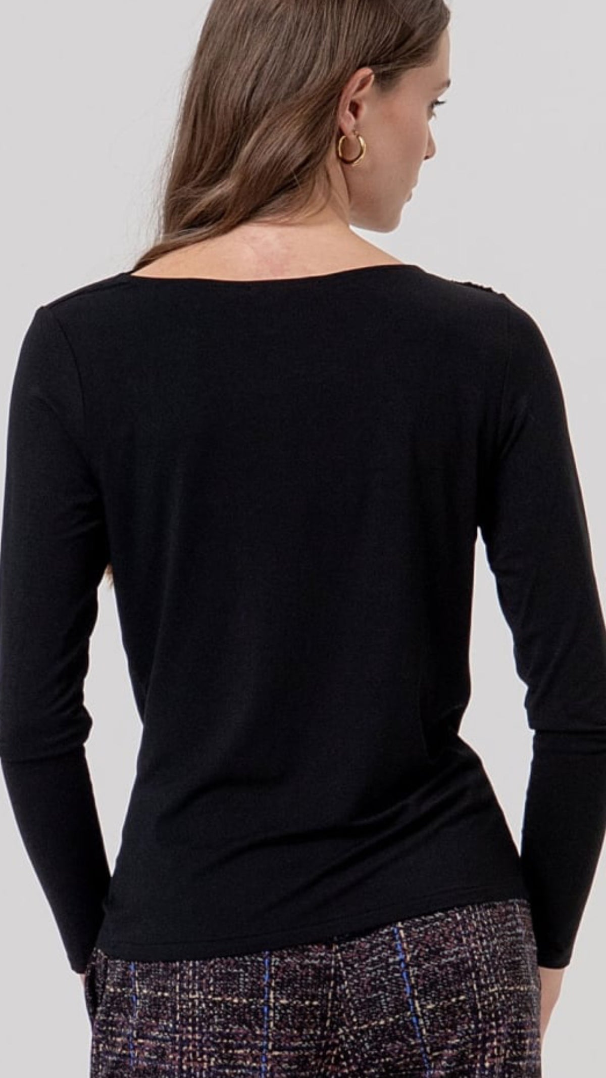 Camiseta de escote asimétrico en modal Negro