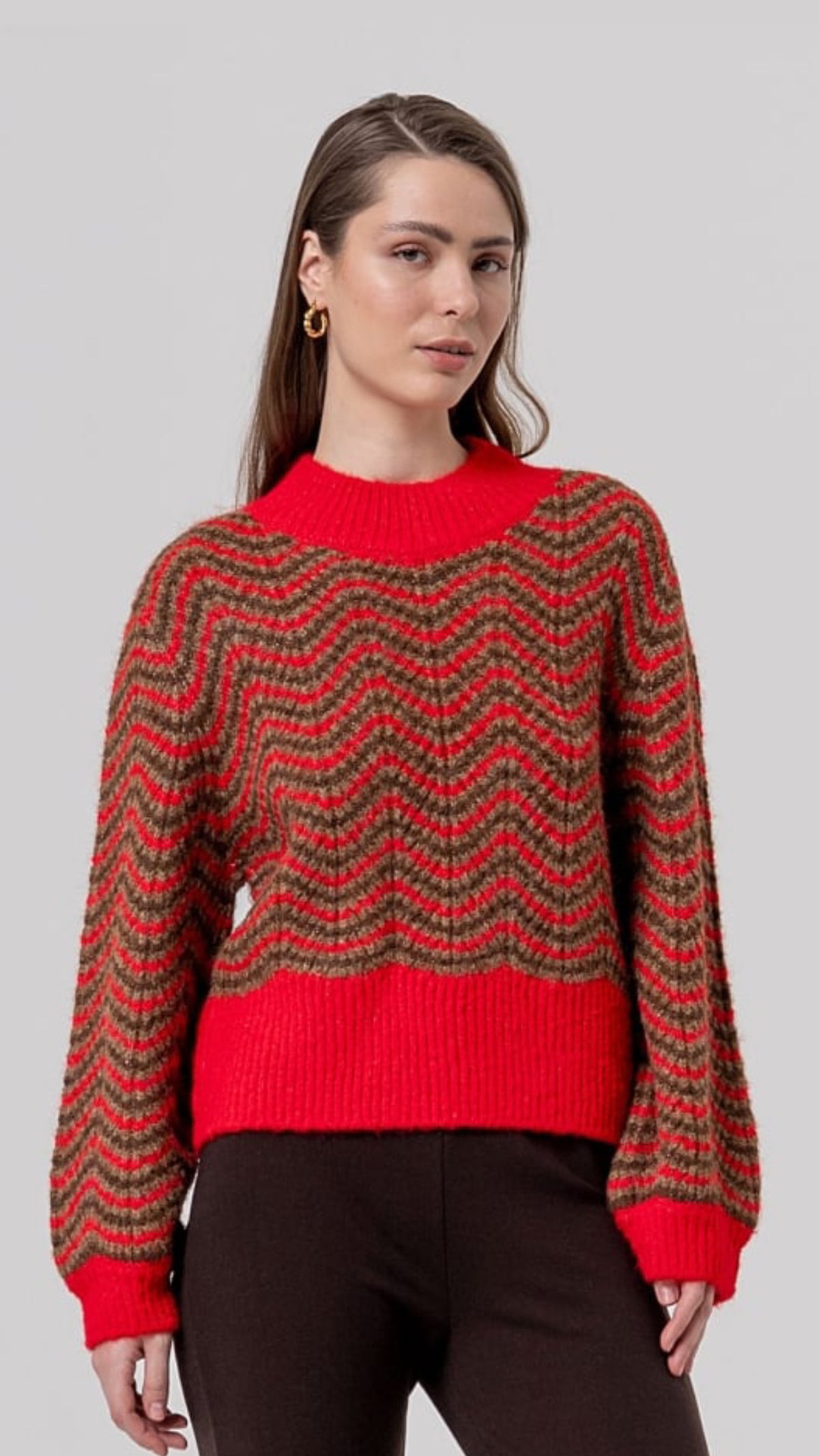 Jersey de cuello Perkins con relieve Rojo