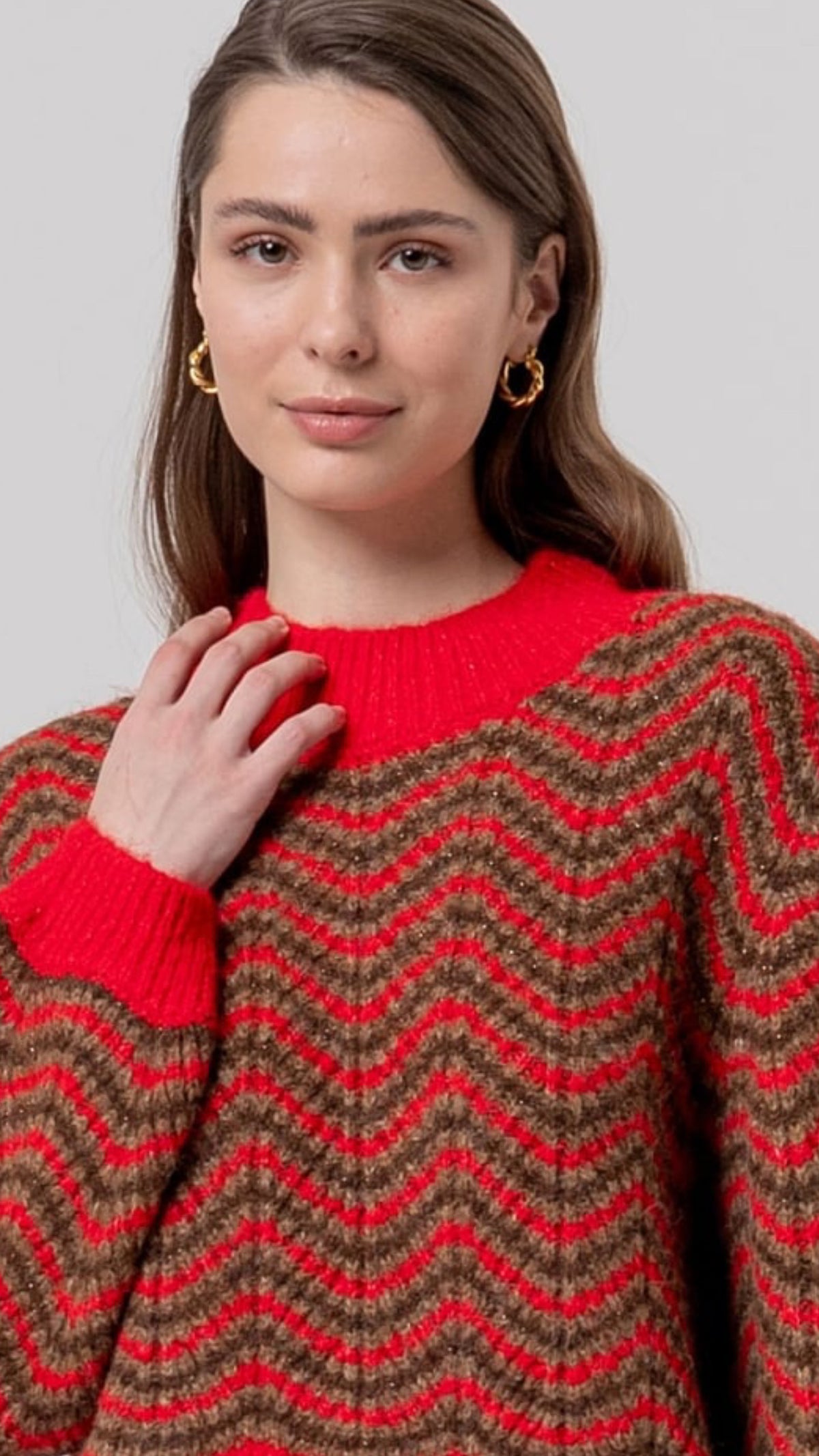 Jersey de cuello Perkins con relieve Rojo