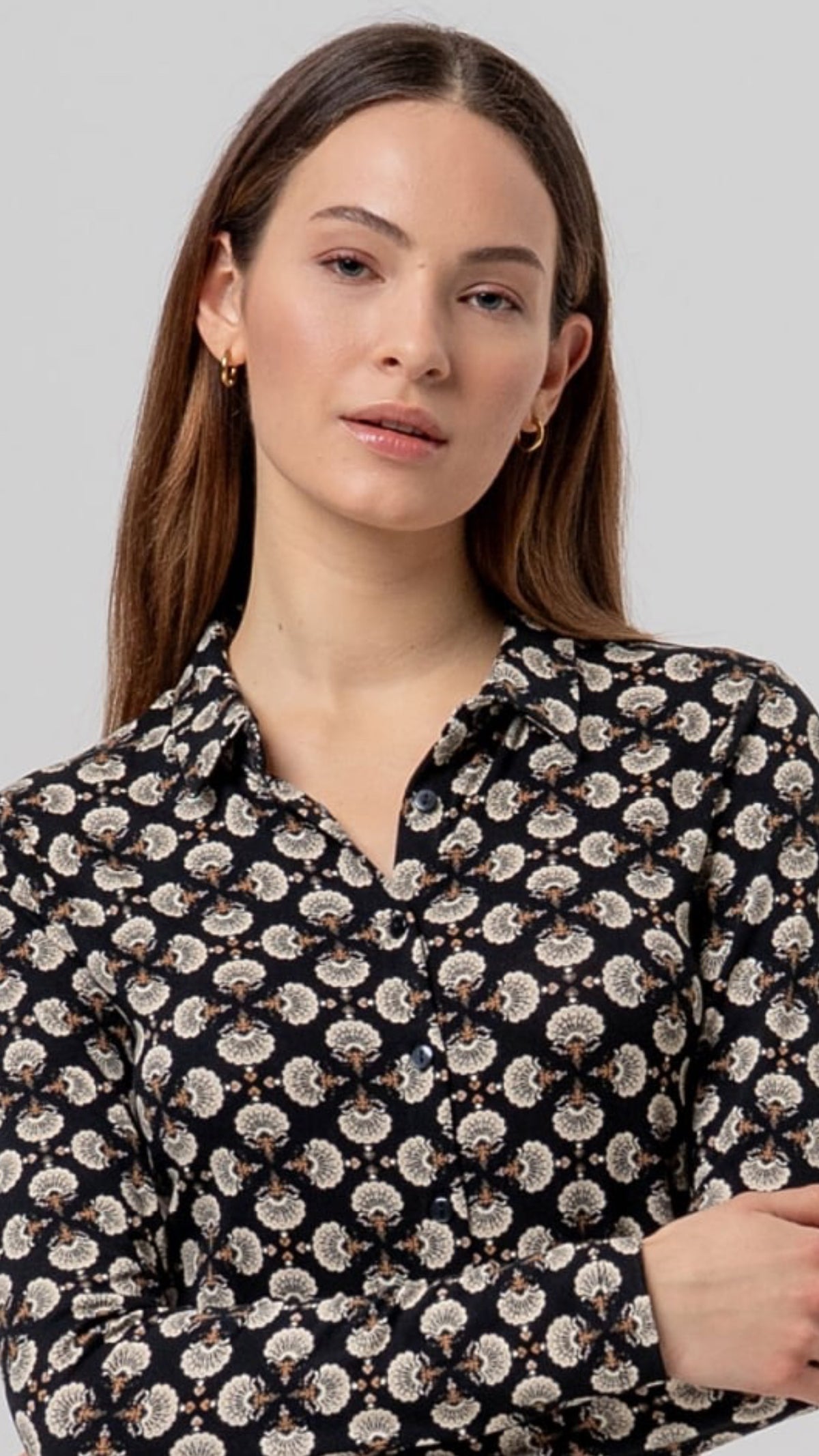 Camisa de manga larga estampada Negro
