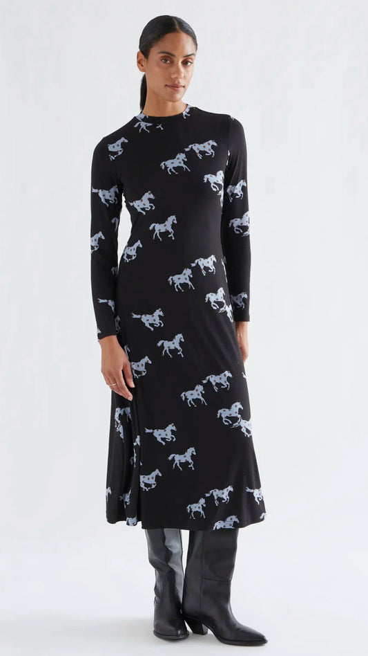 Vestido midi con estampado Horse