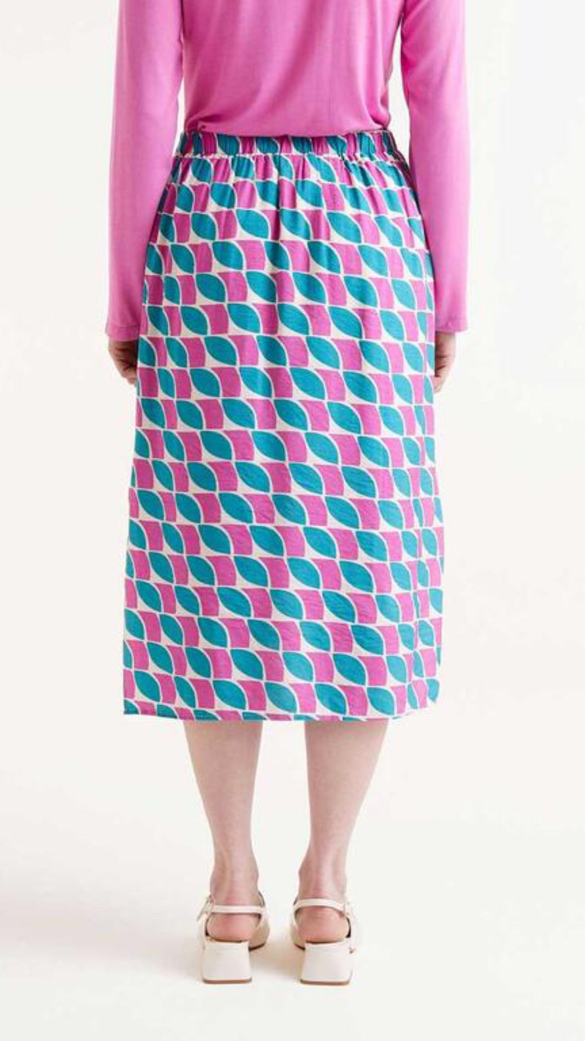 Falda midi con estampado Feathers