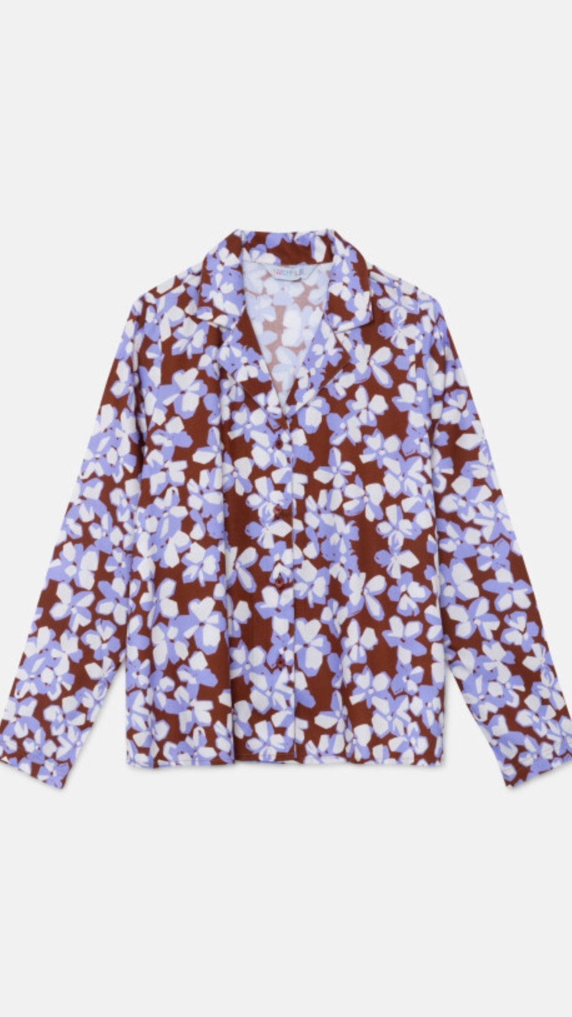 Camisa fluida de manga larga con estampado floral