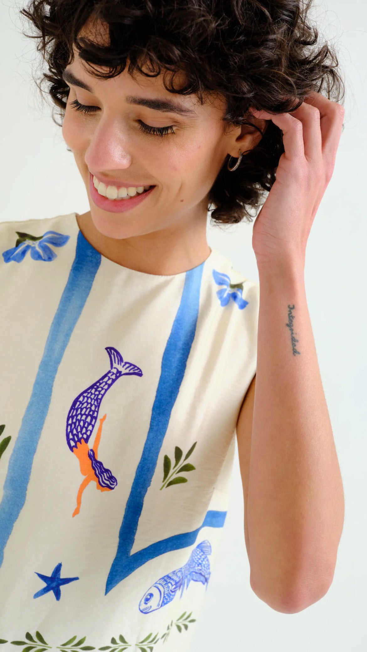 Vestido largo con estampado Palm & Mermaid