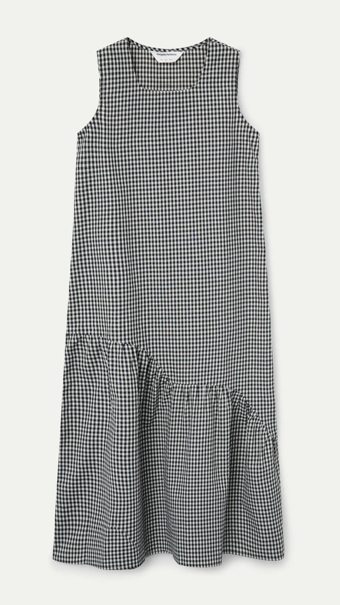 Vestido midi cuadros vichy negro