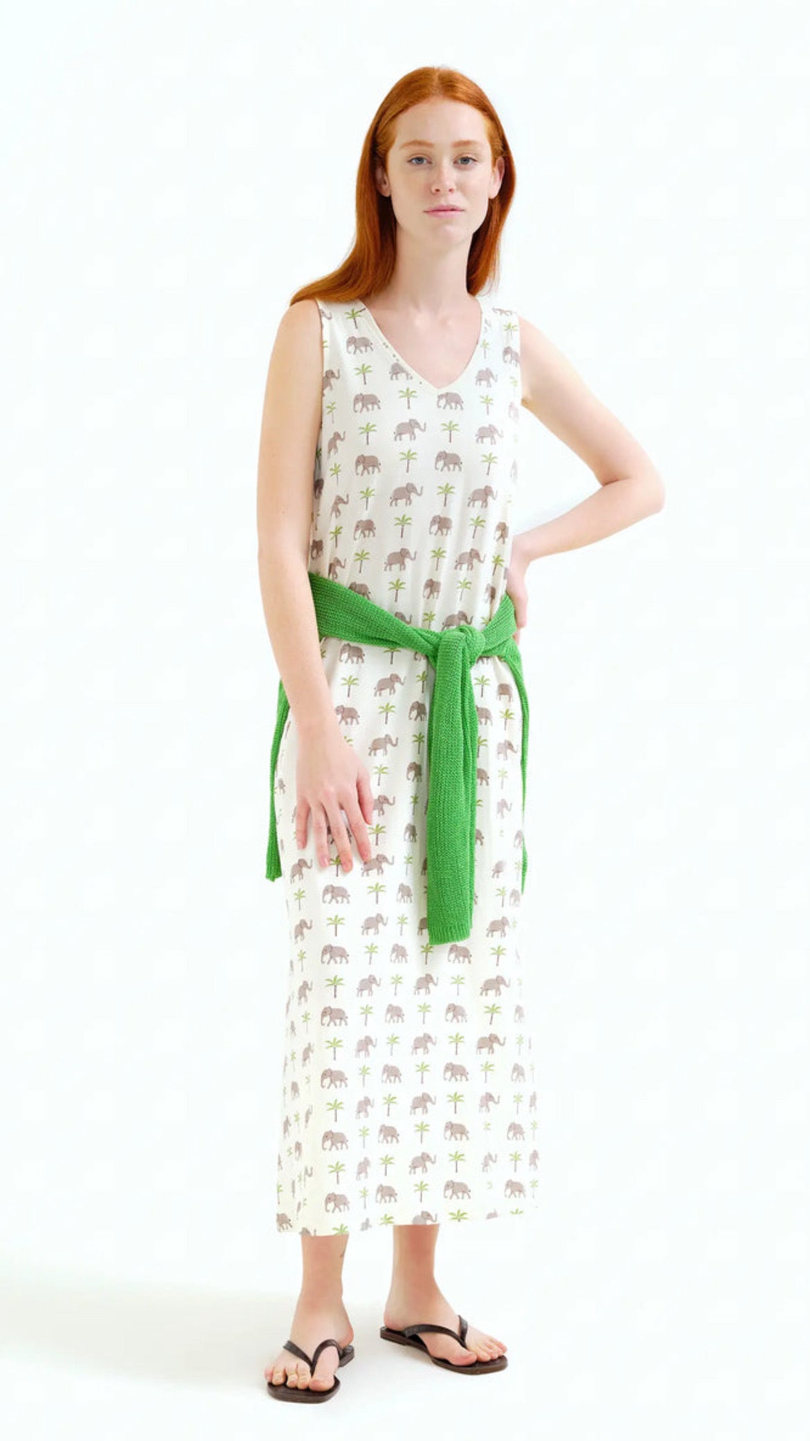 Vestido largo con estampado Elefante