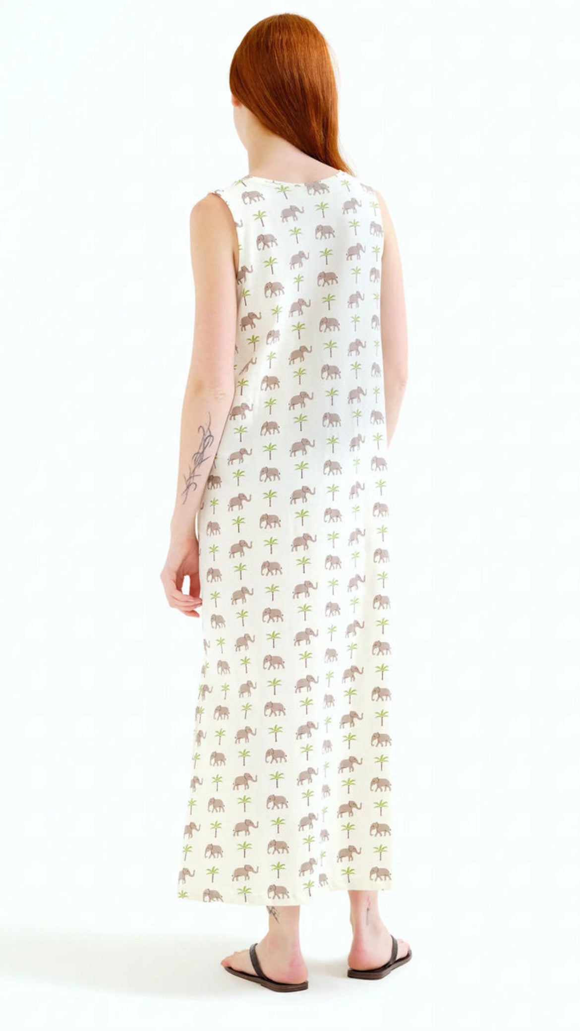 Vestido largo con estampado Elefante