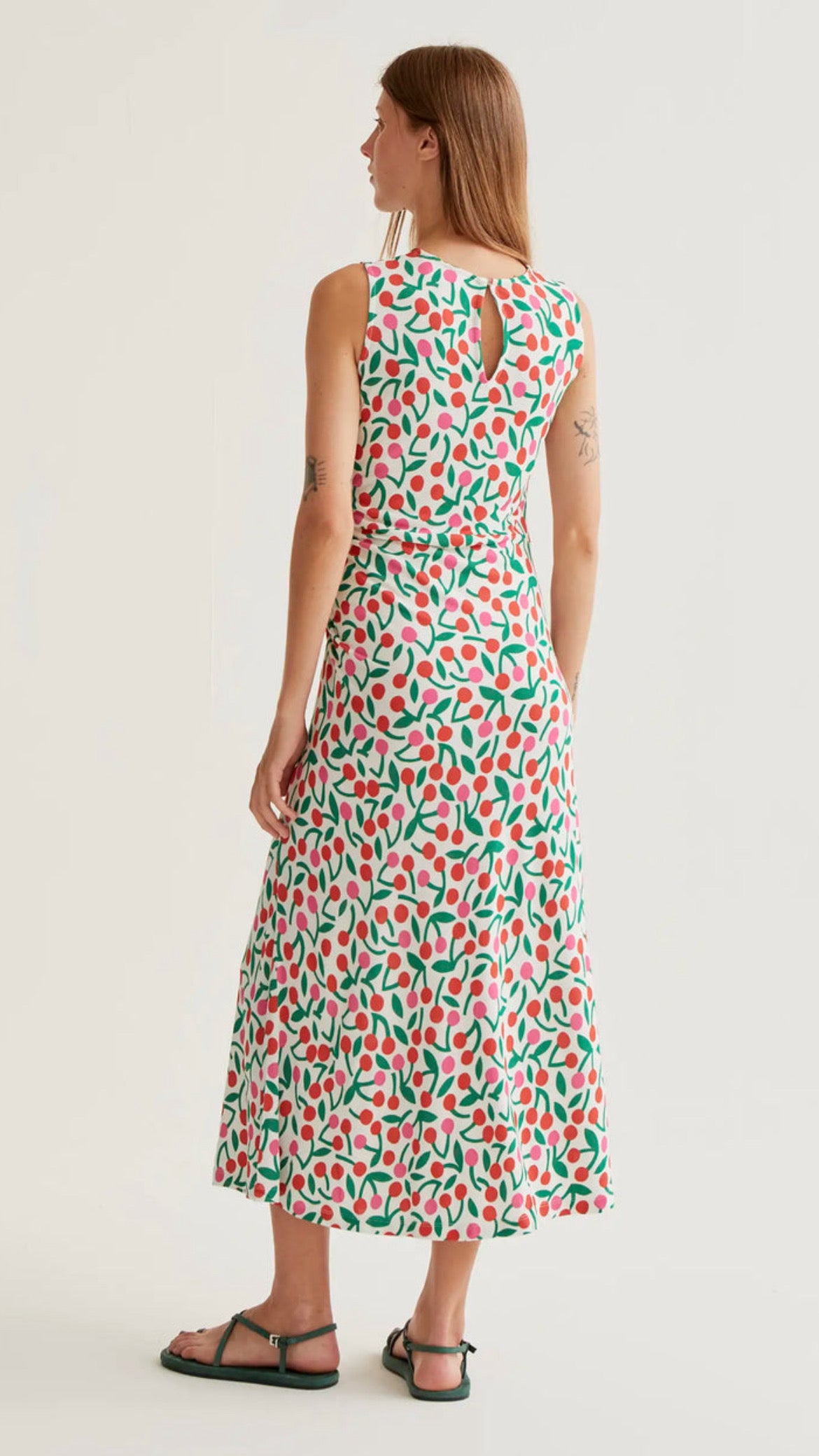 Vestido largo con estampado Guinda (R)