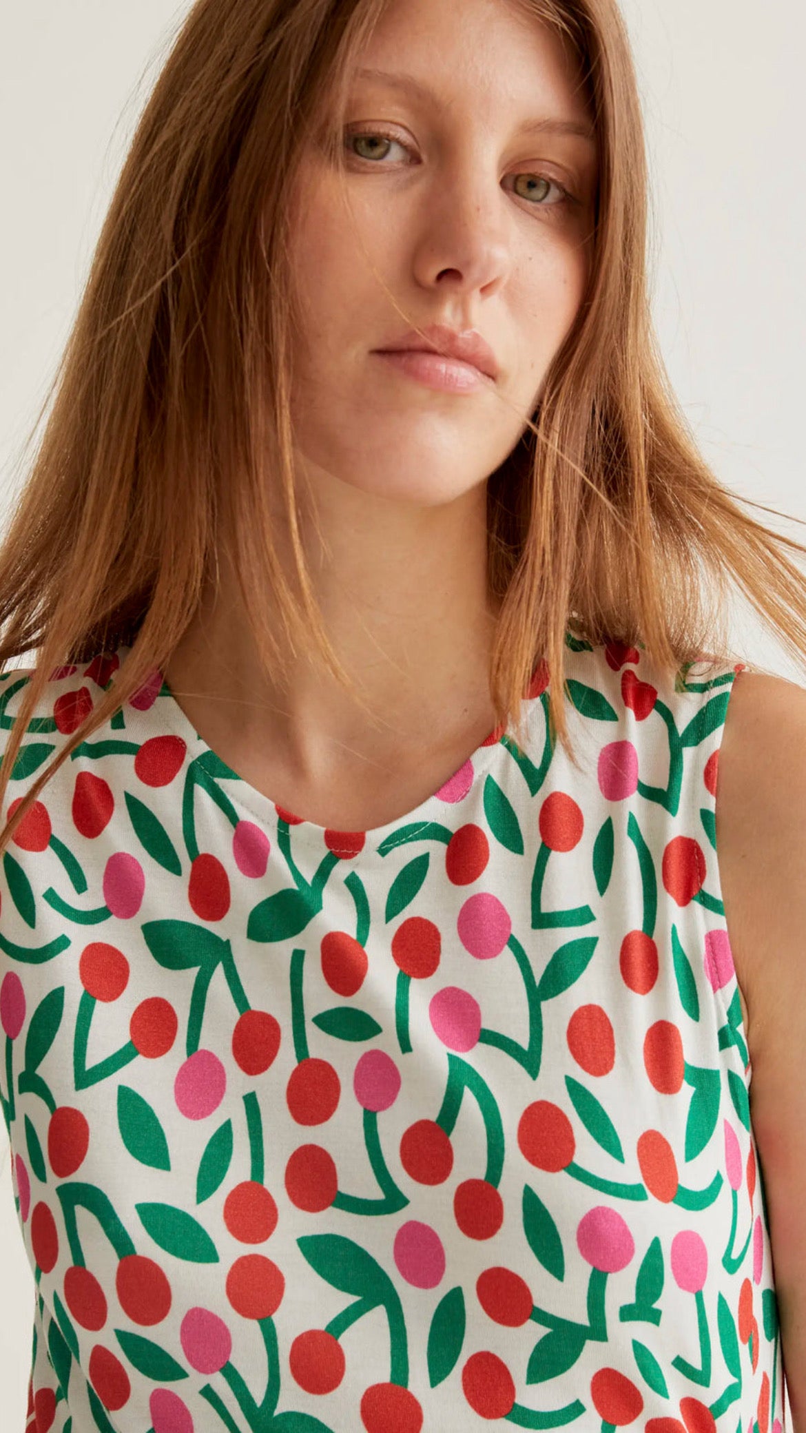 Vestido largo con estampado Guinda (R)
