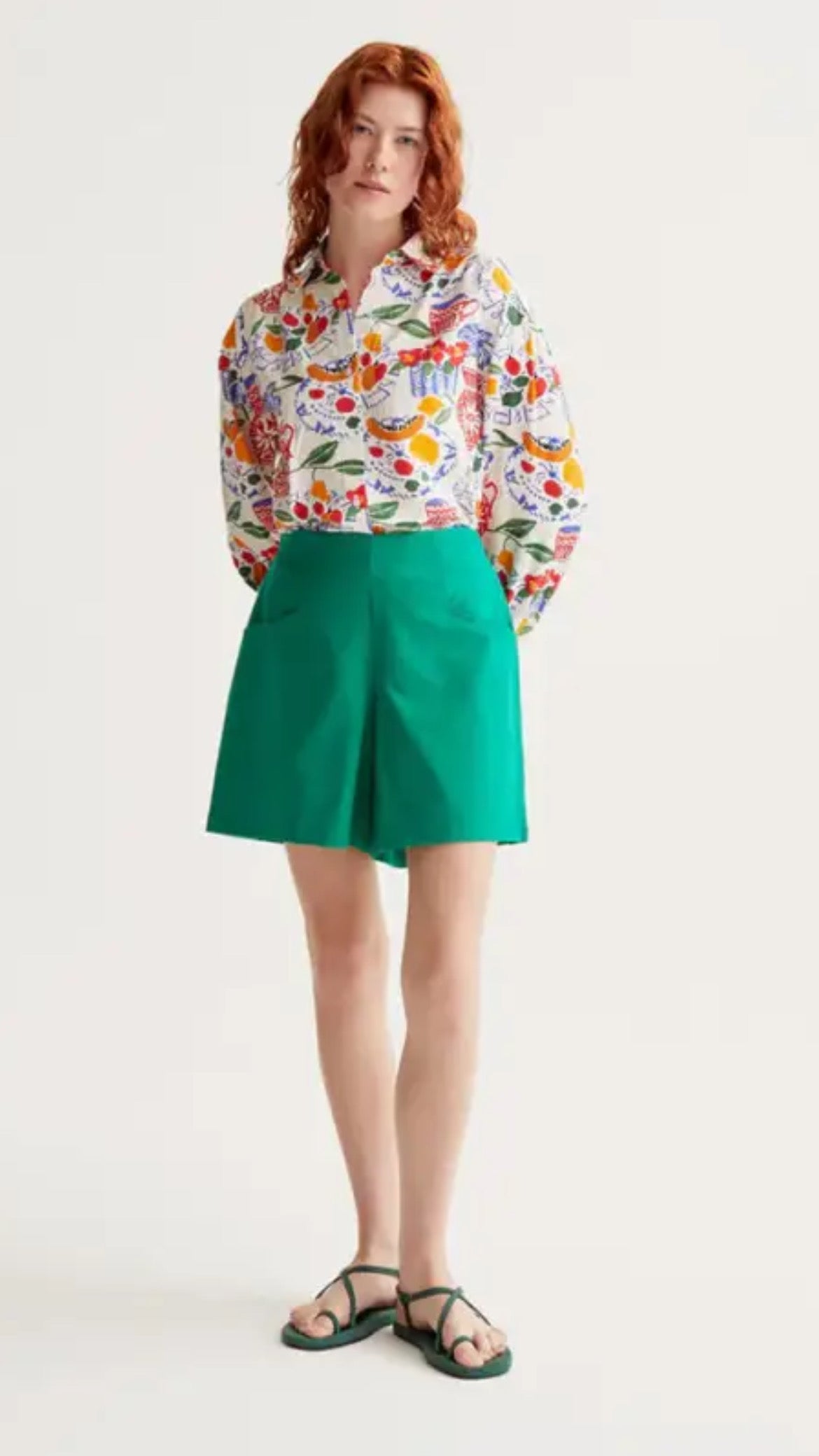 Shorts 100% estampado verde