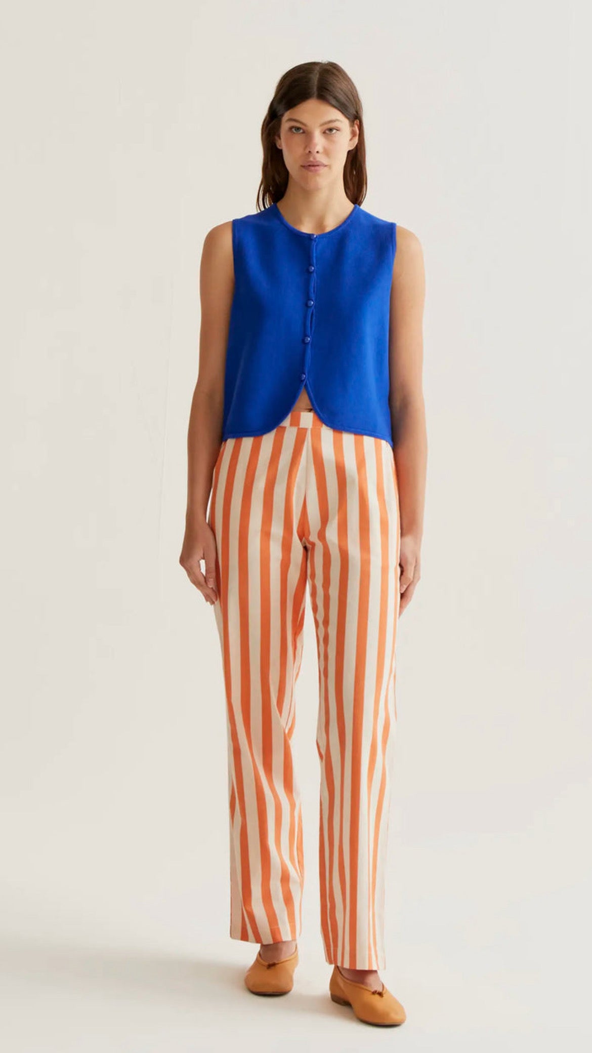 Top chaleco punto azul