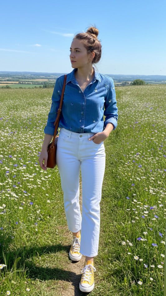 Camisa vaquera flores