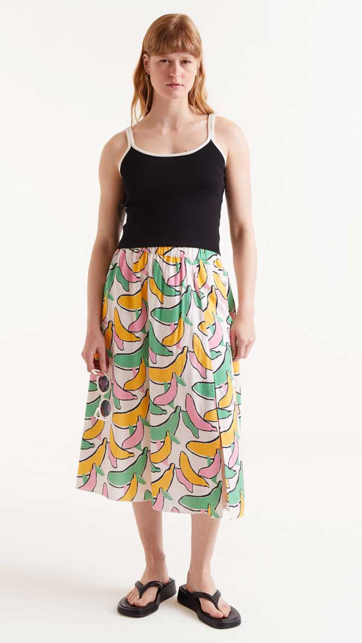 Falda midi estampado Banana