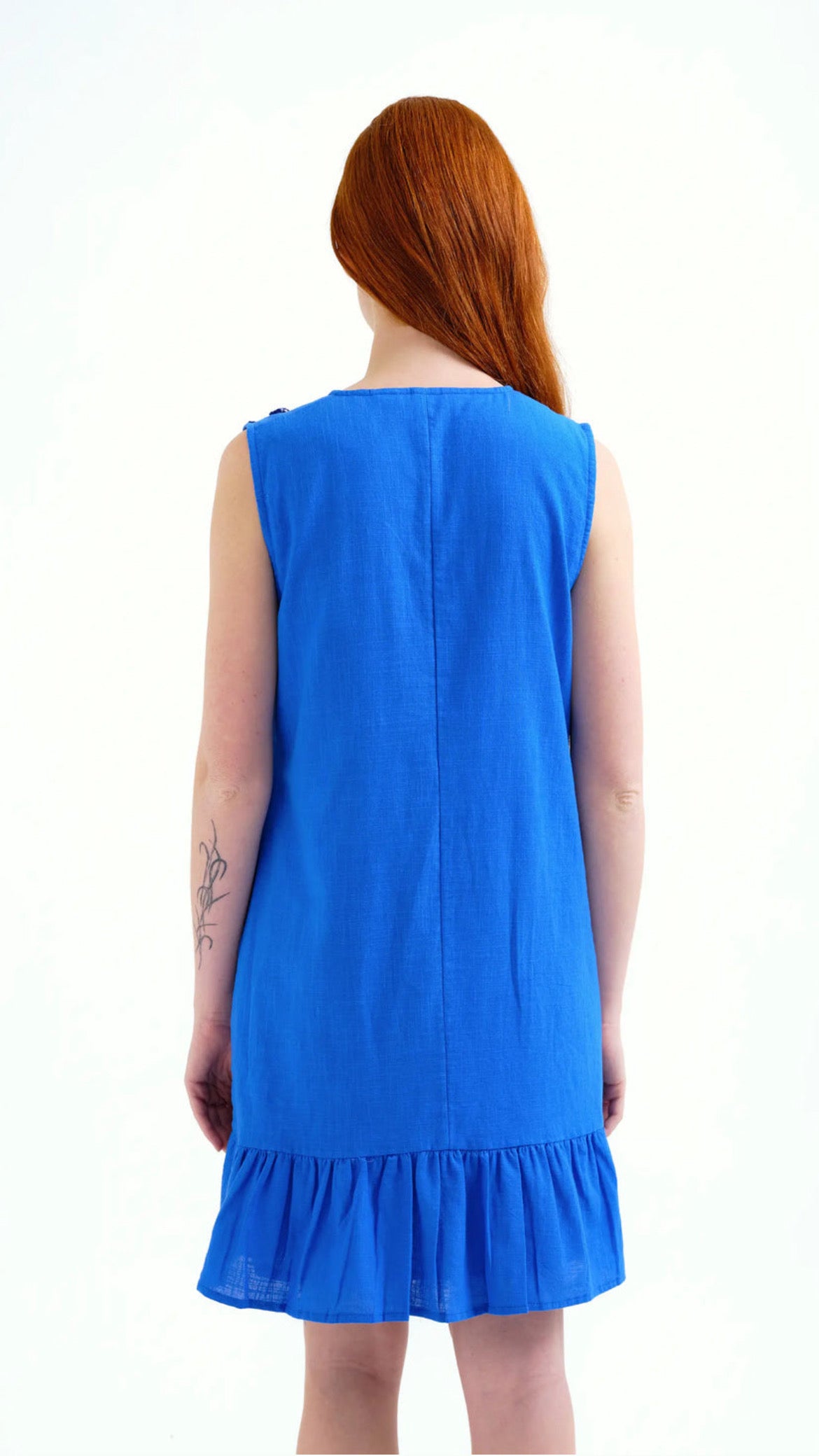 Vestido corto 100% algodón azulón con apliques de estrellas