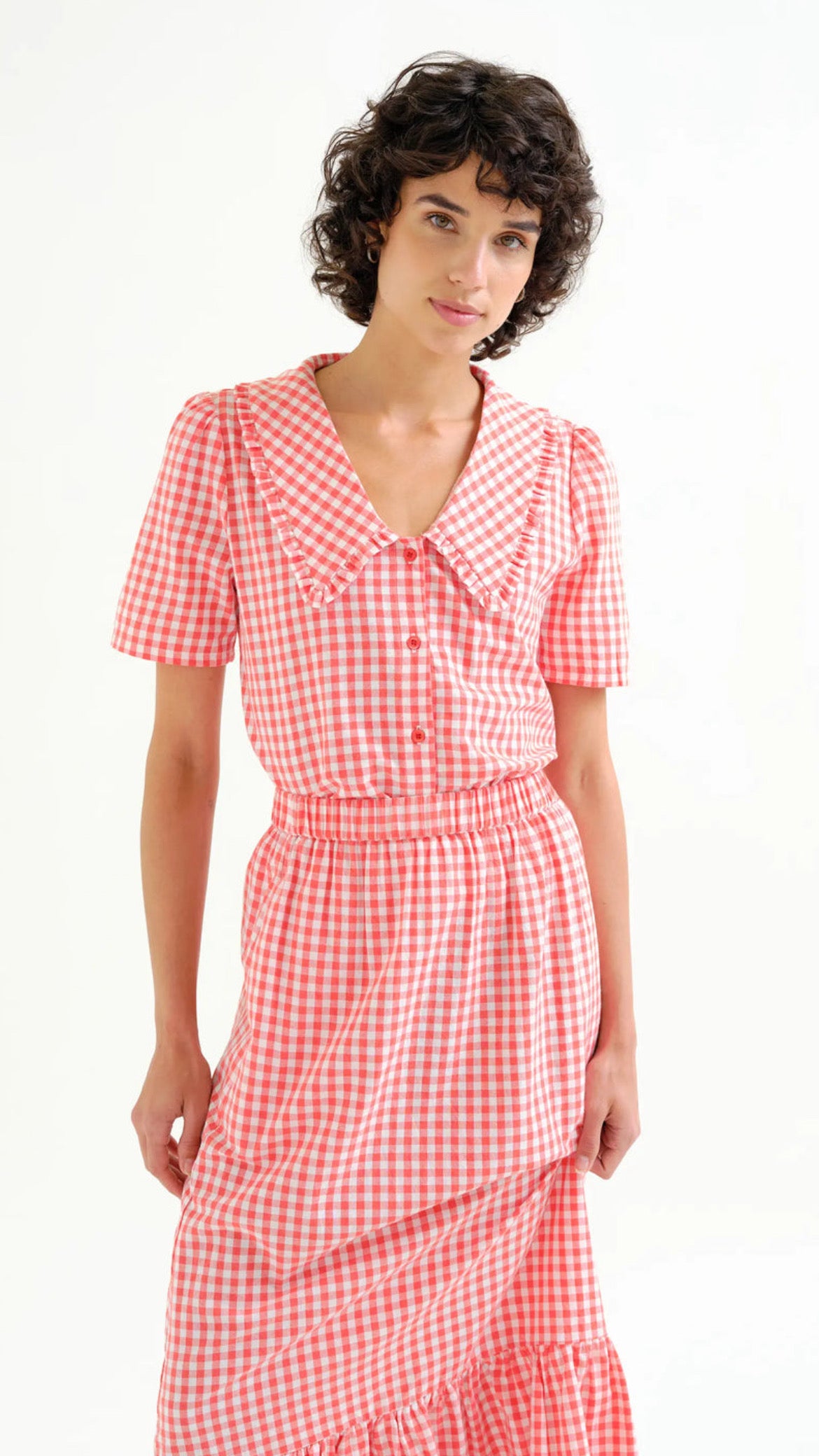 Camisa cuadros vichy rojo