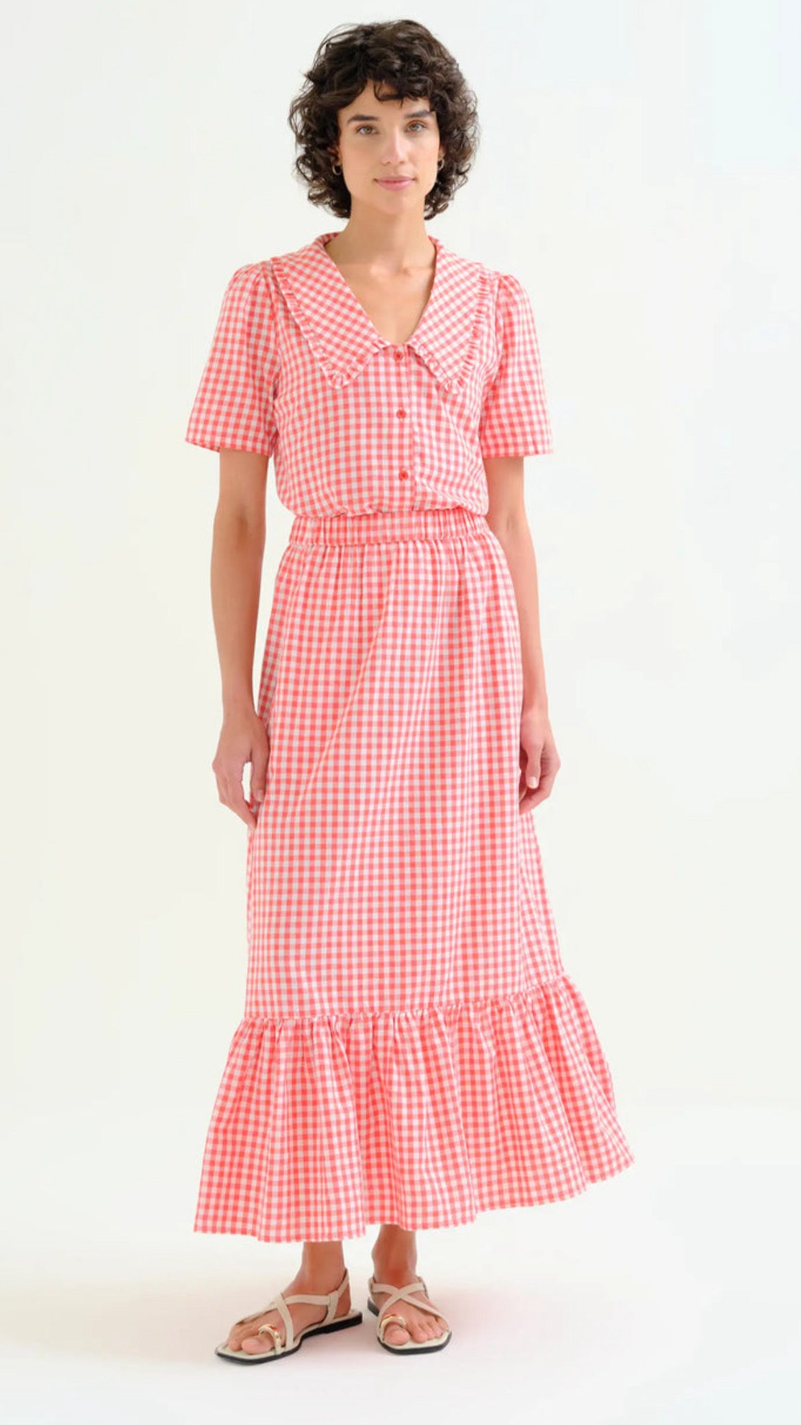 Camisa cuadros vichy rojo