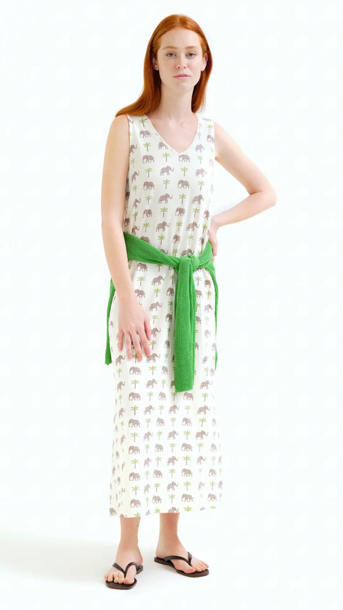 Vestido largo con estampado Elefante