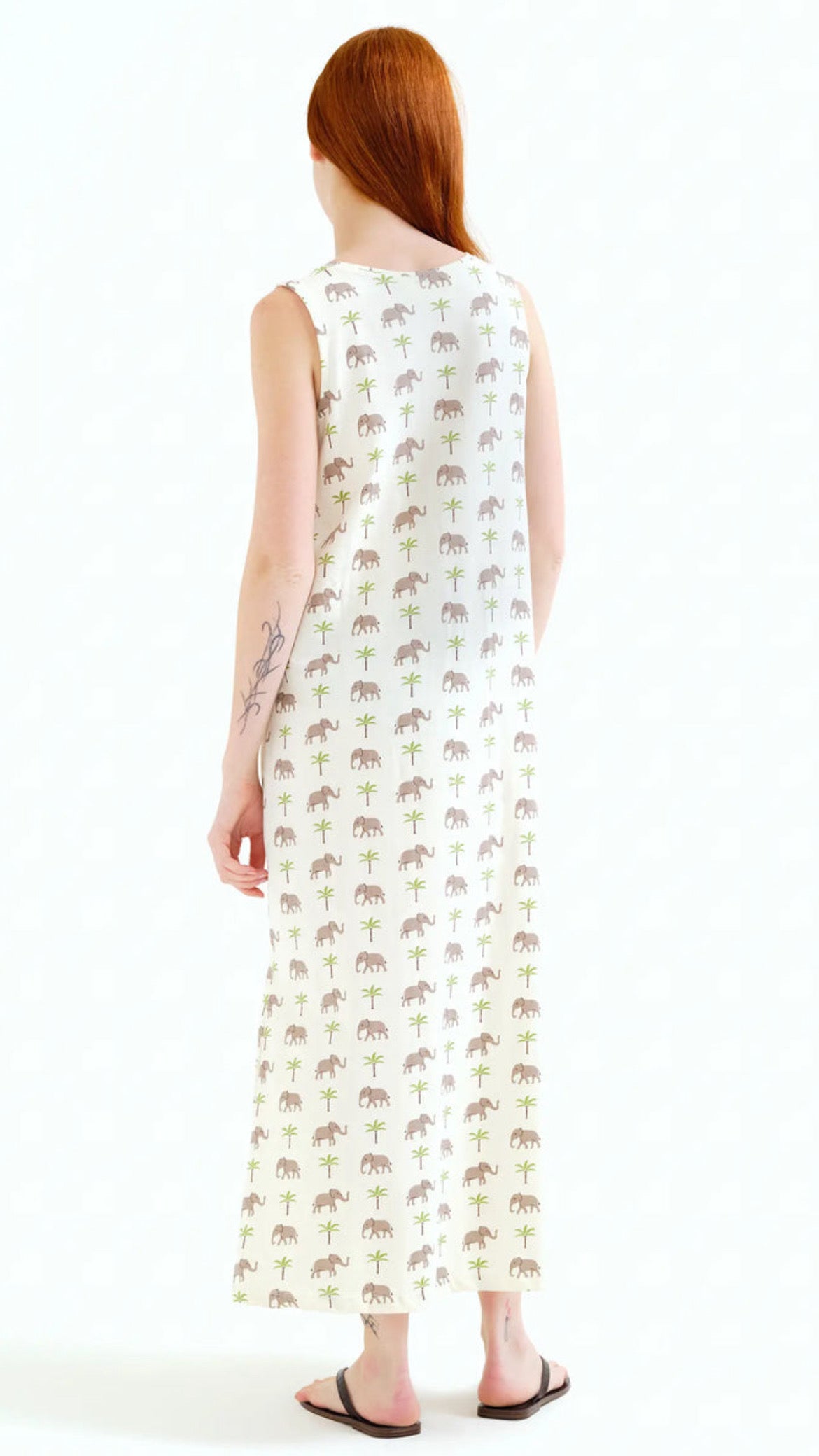 Vestido largo con estampado Elefante