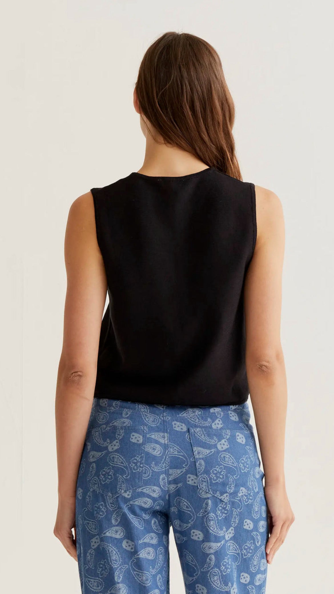 Top chaleco punto negro