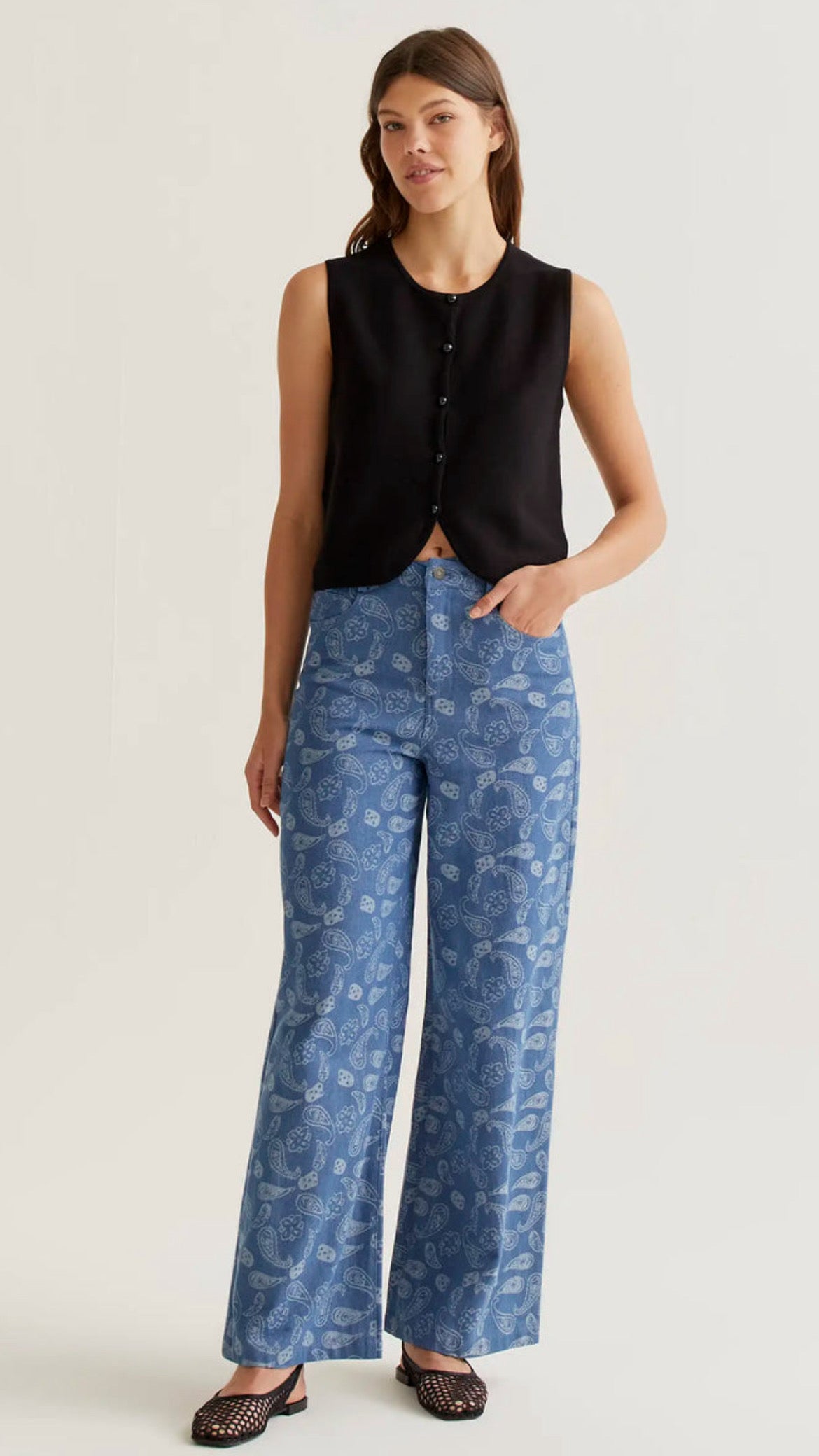 Top chaleco punto negro