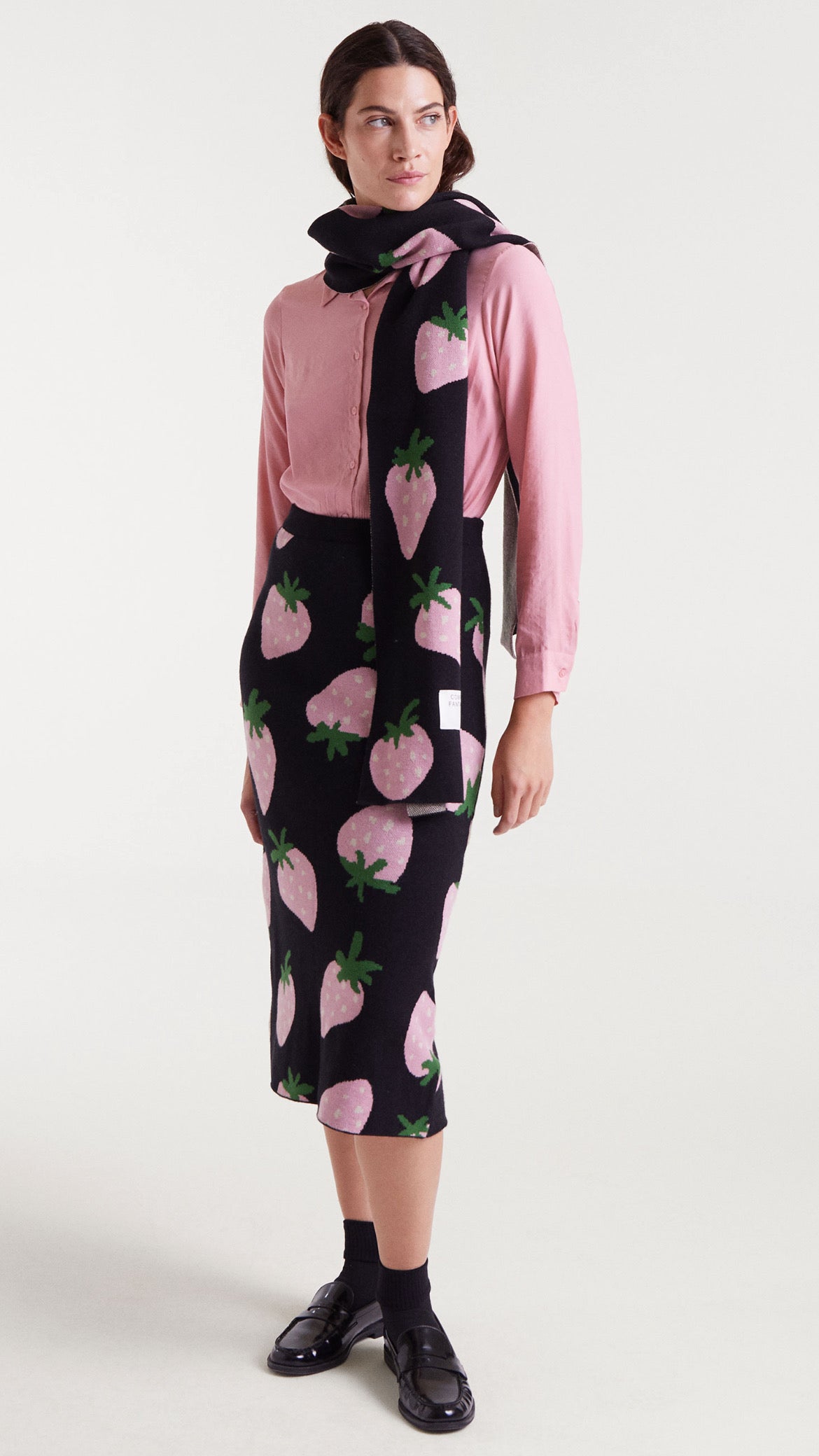 Falda midi jacquard con estampado Morango