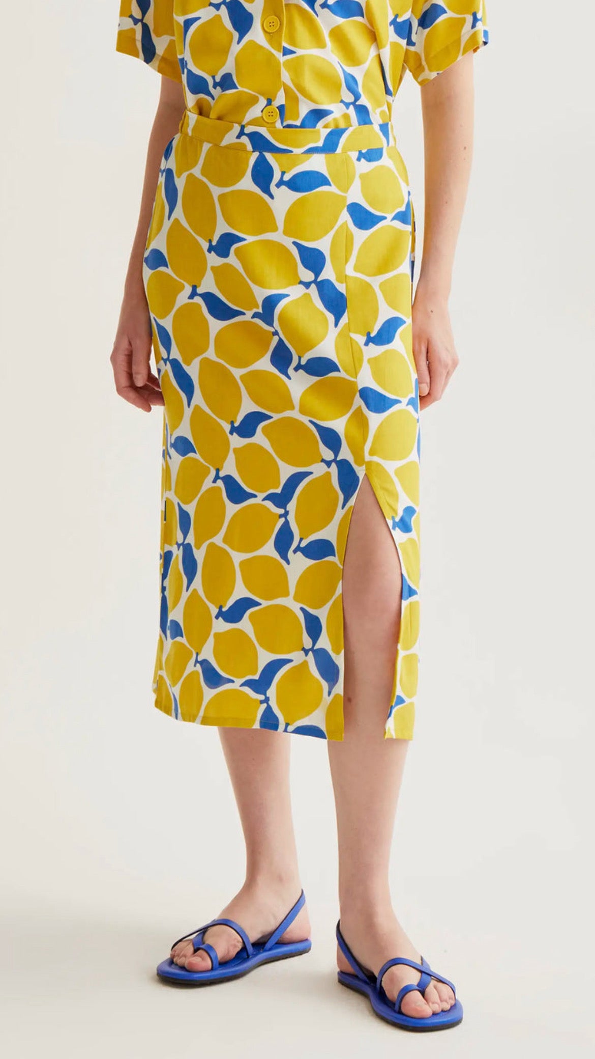 Falda midi con estampado Limoncello
