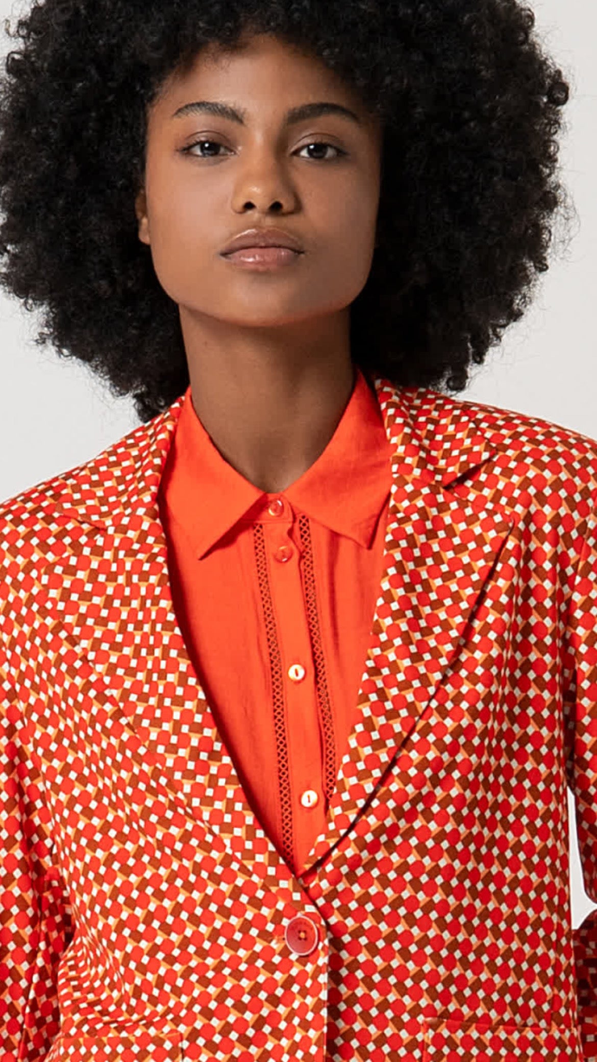 Blazer cruzada y estampado Rojo